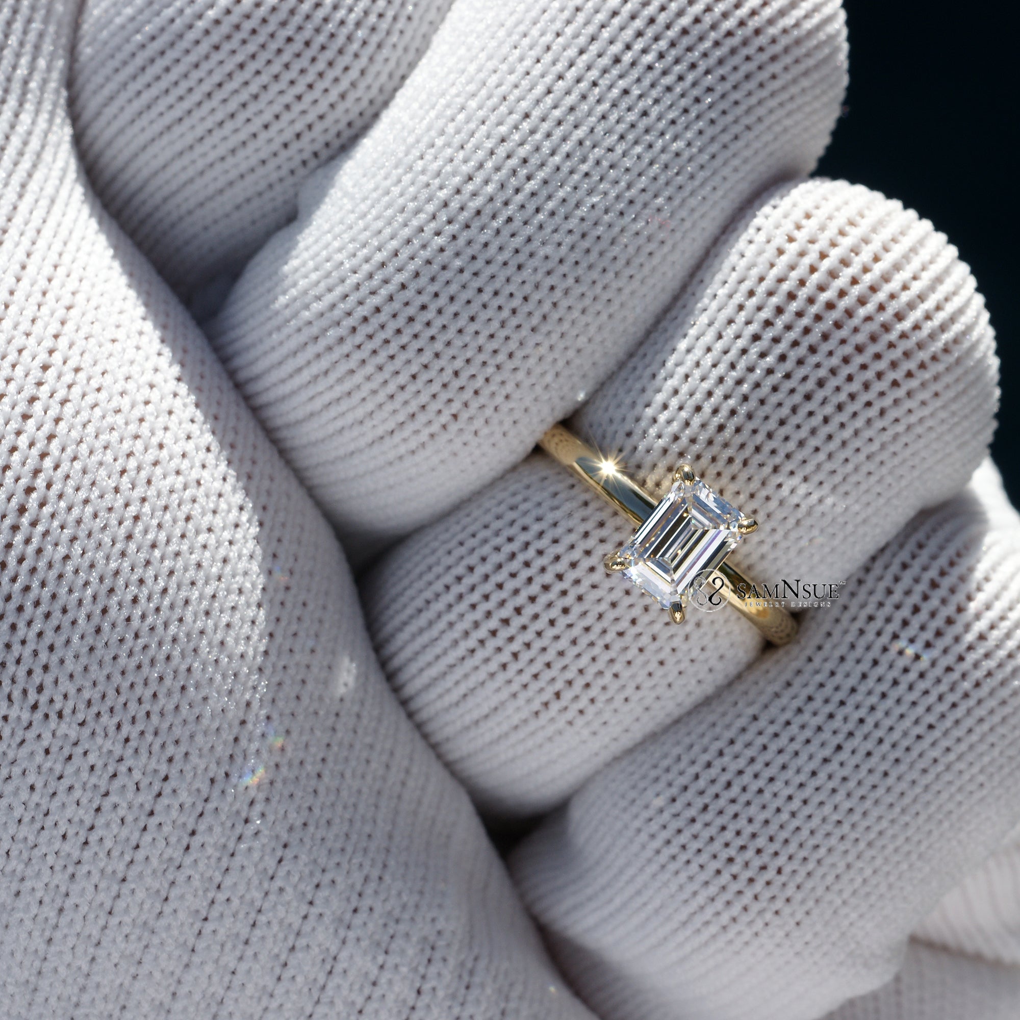 1ct emerald cut solitaire engagement ring yellow gold