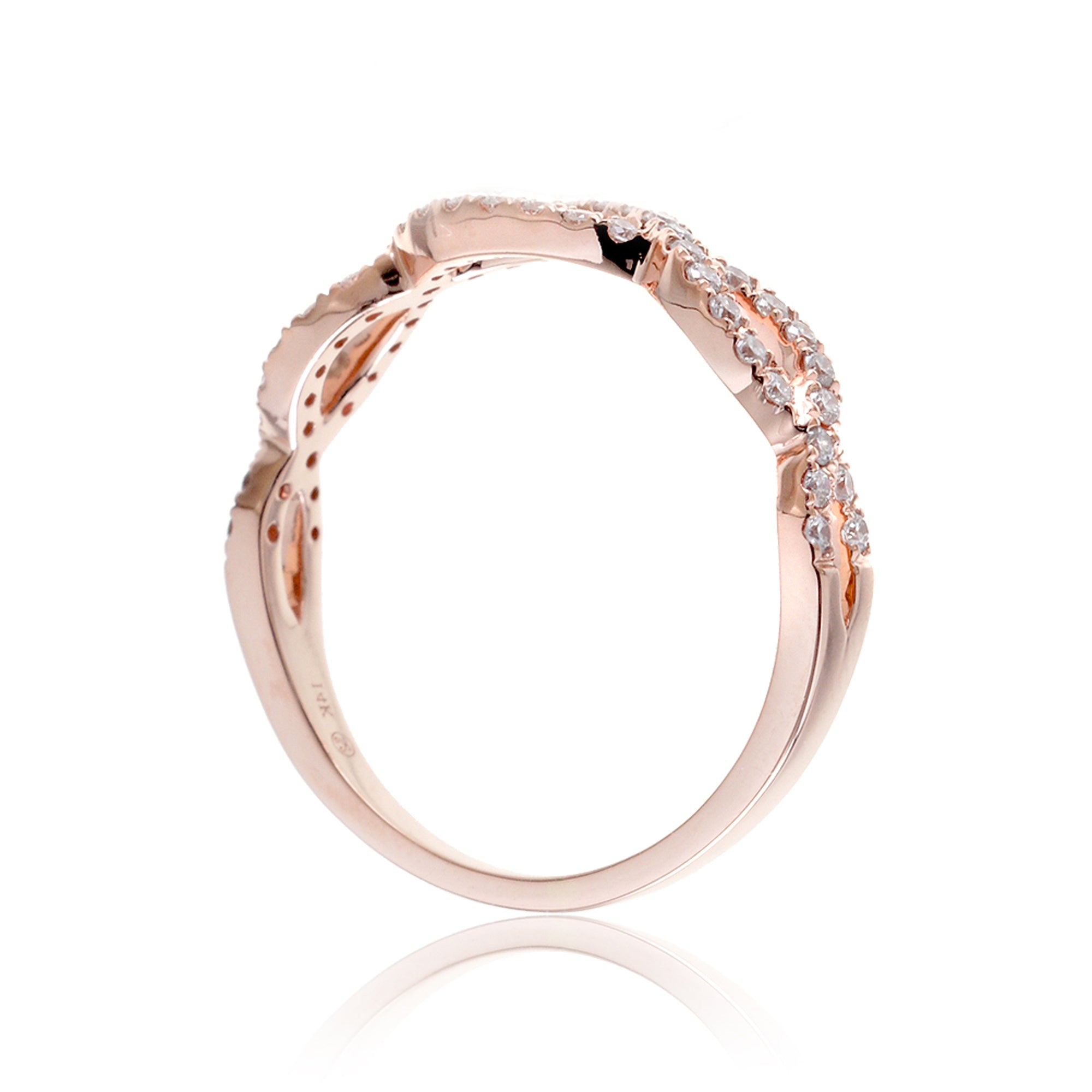 Twisted infinity diamond wedding band the Rosy rose gold