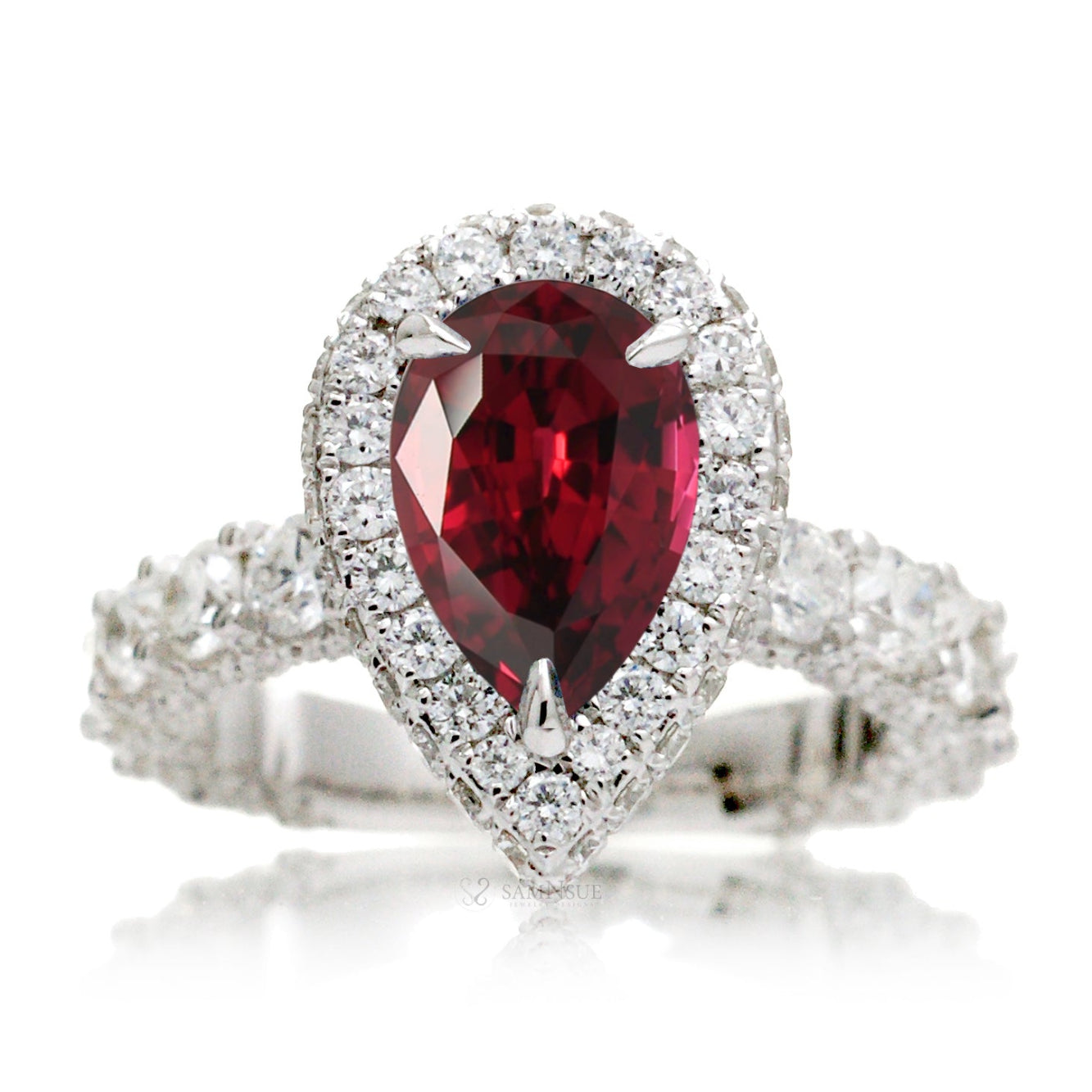 The Florence Pear Cut Ruby Ring