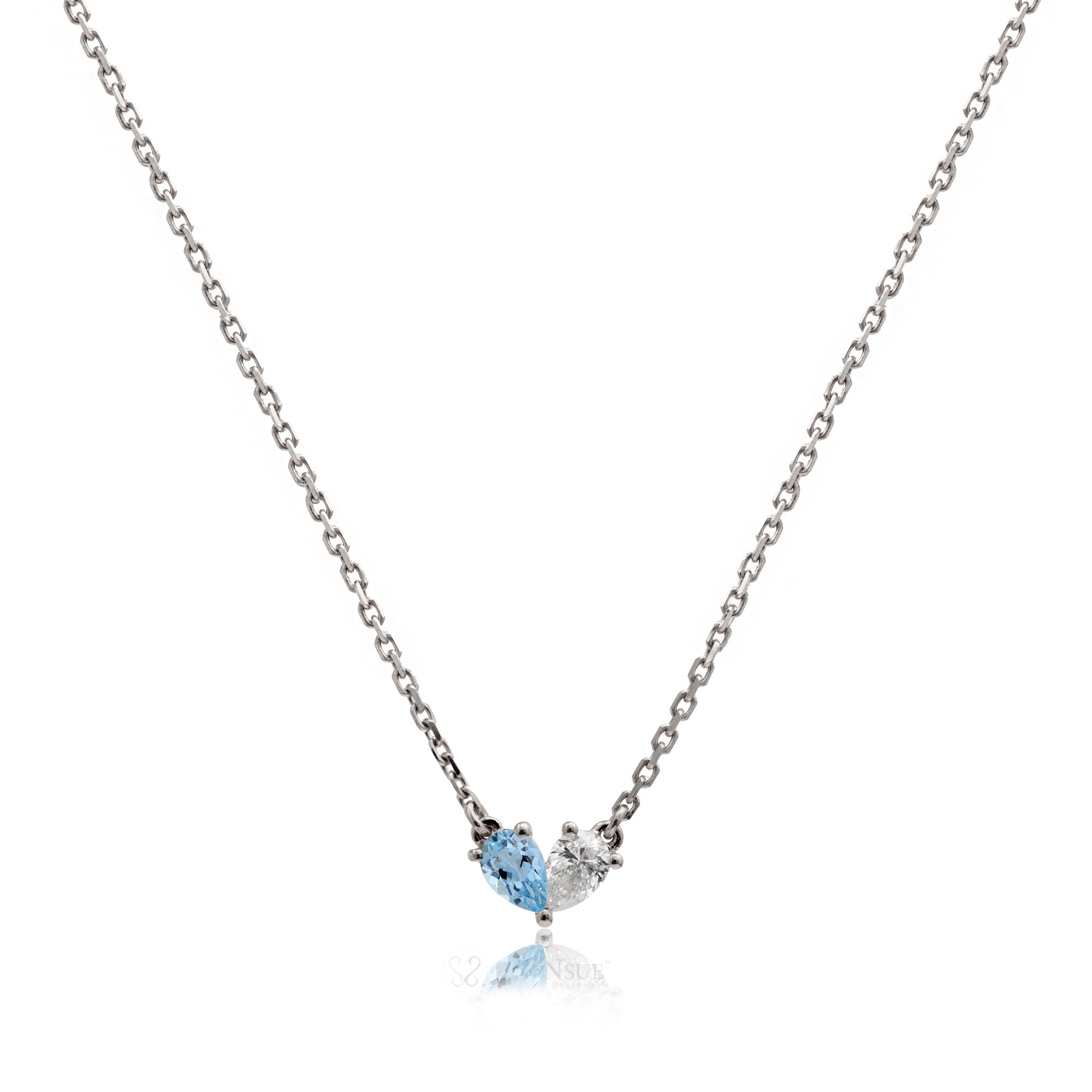 Toi Et Moi Gems And Diamond Heart Necklace