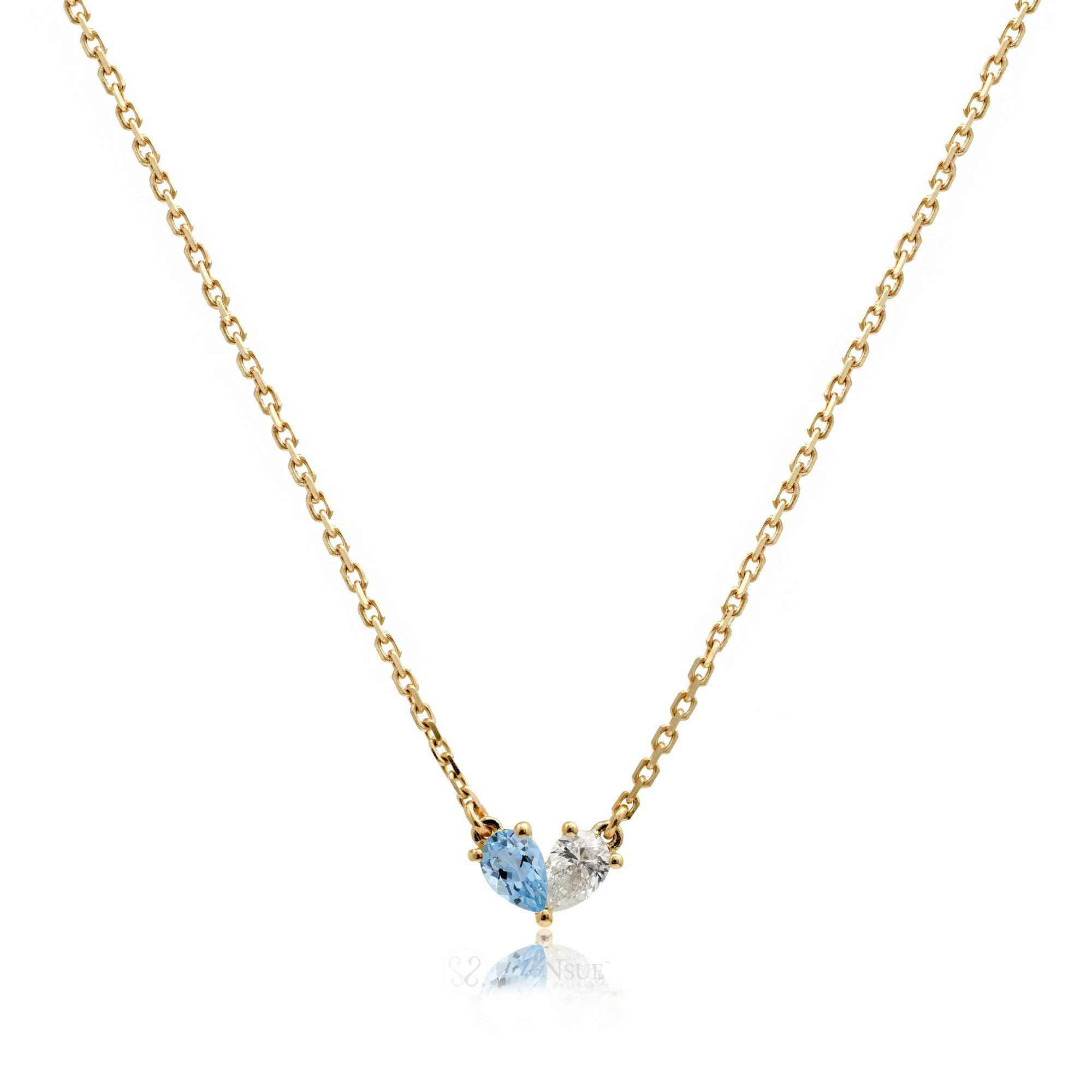 Toi Et Moi Gems And Diamond Heart Necklace