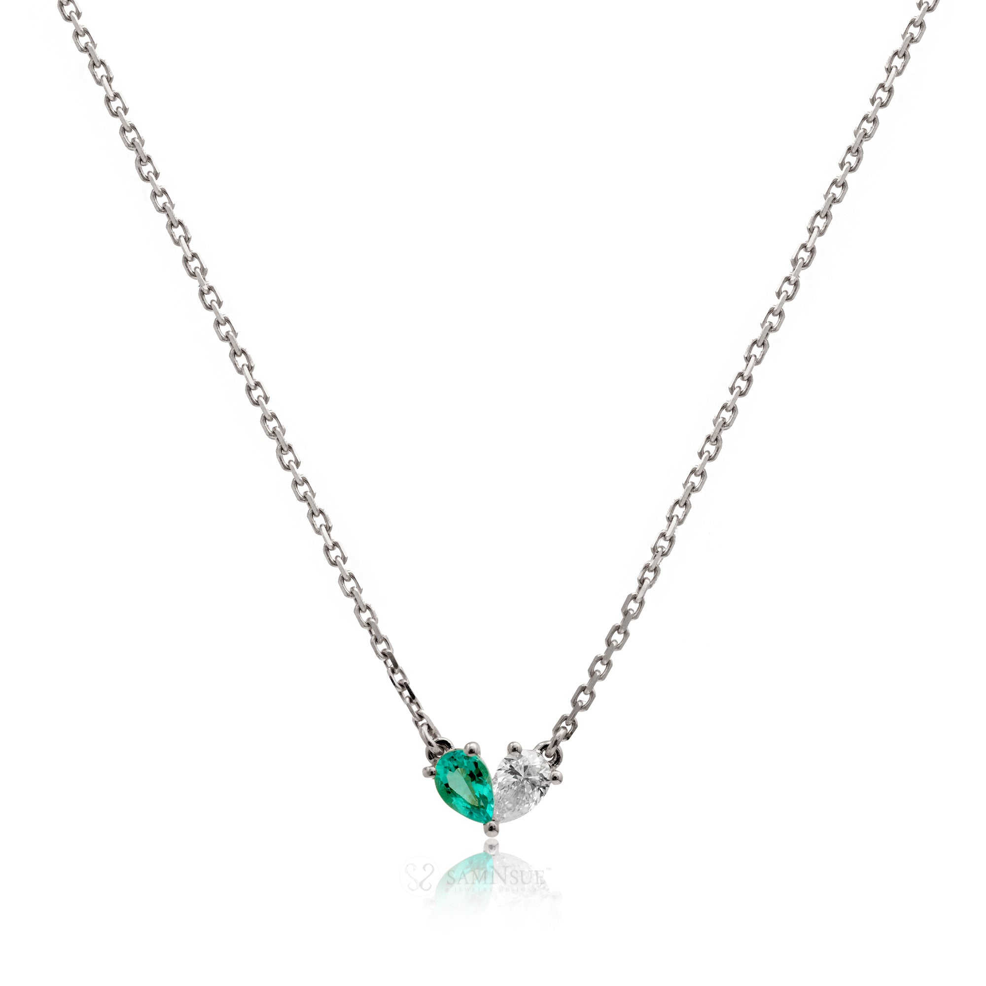 Toi Et Moi Gems And Diamond Heart Necklace