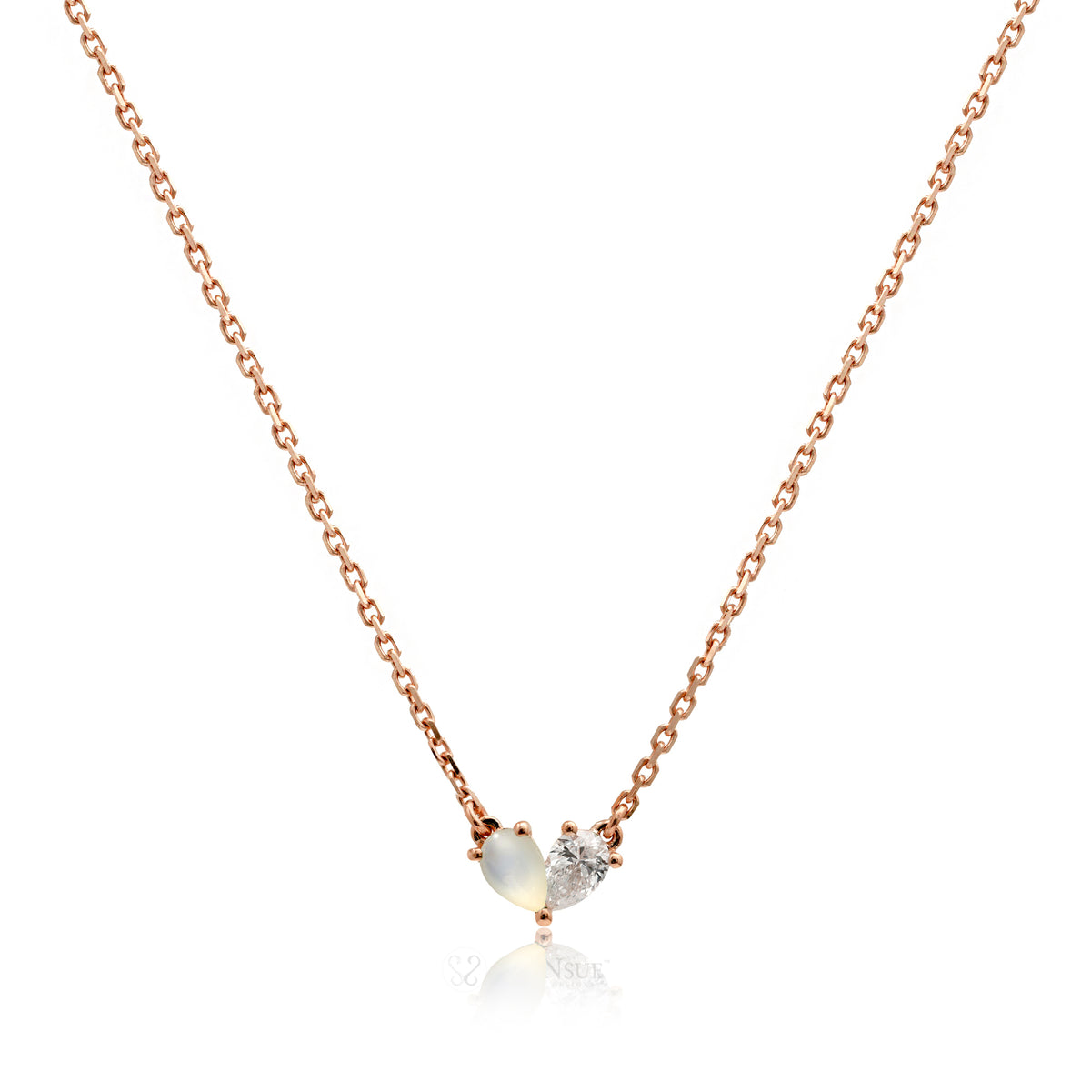 Toi Et Moi Gems And Diamond Heart Necklace