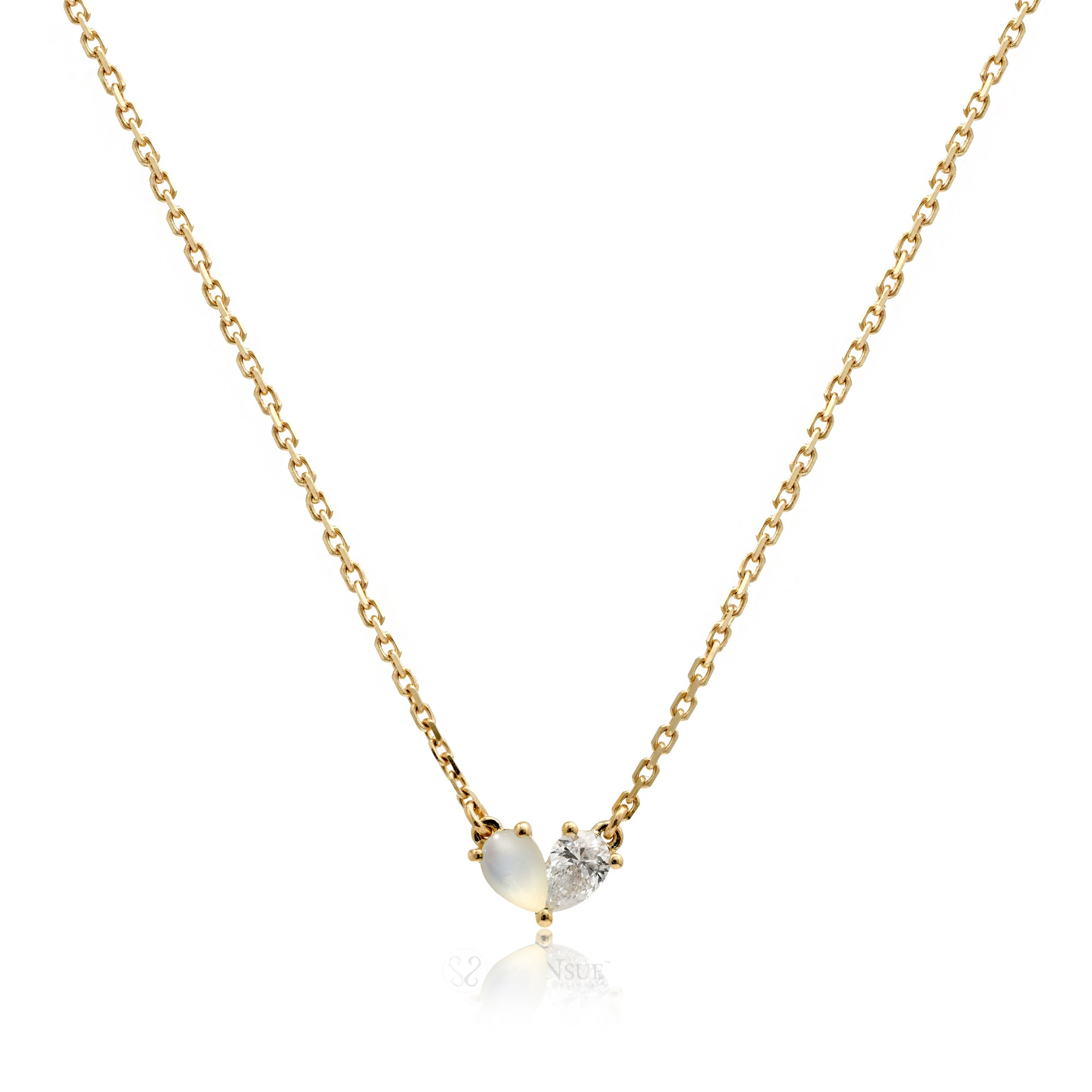 Toi Et Moi Gems And Diamond Heart Necklace
