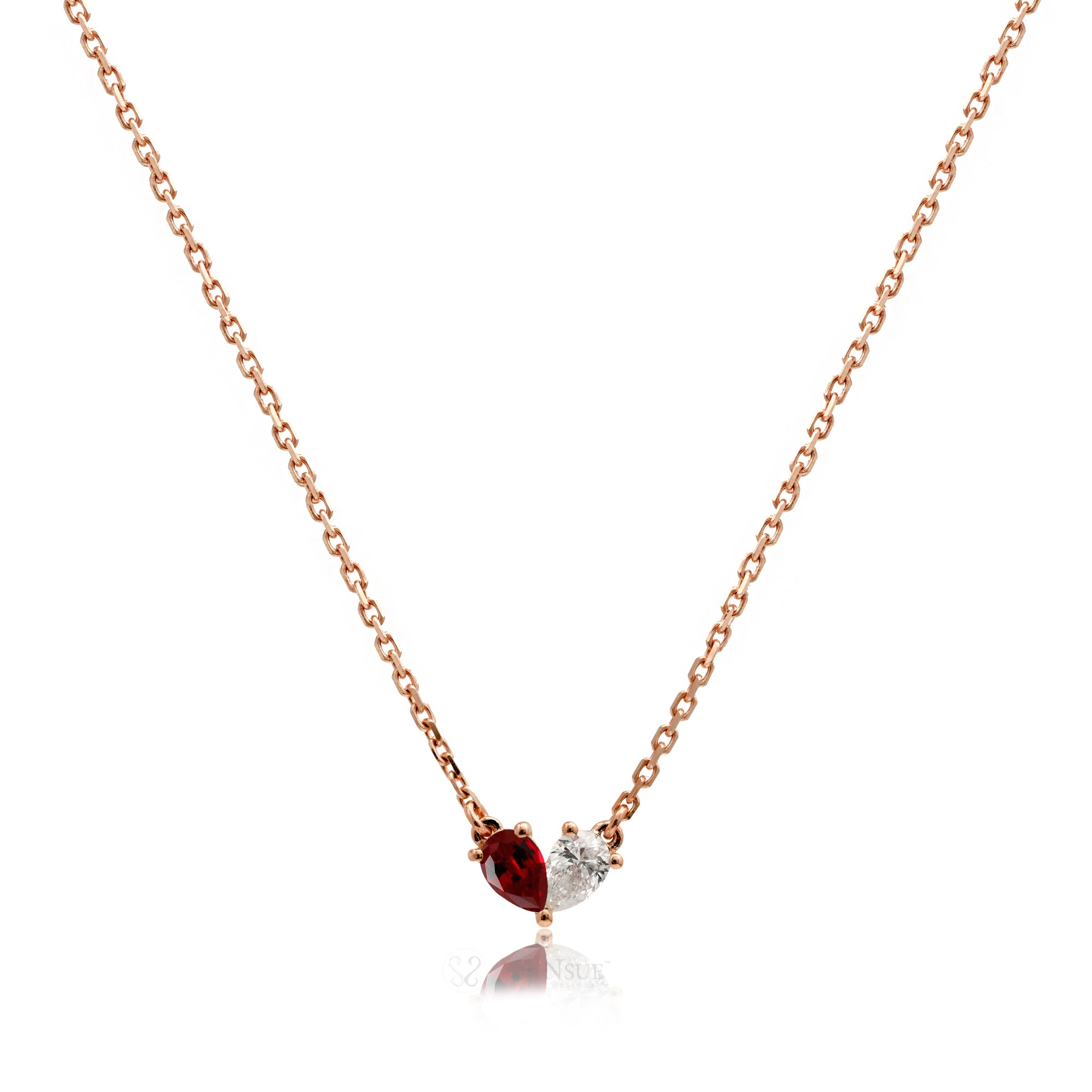 Toi Et Moi Gems And Diamond Heart Necklace