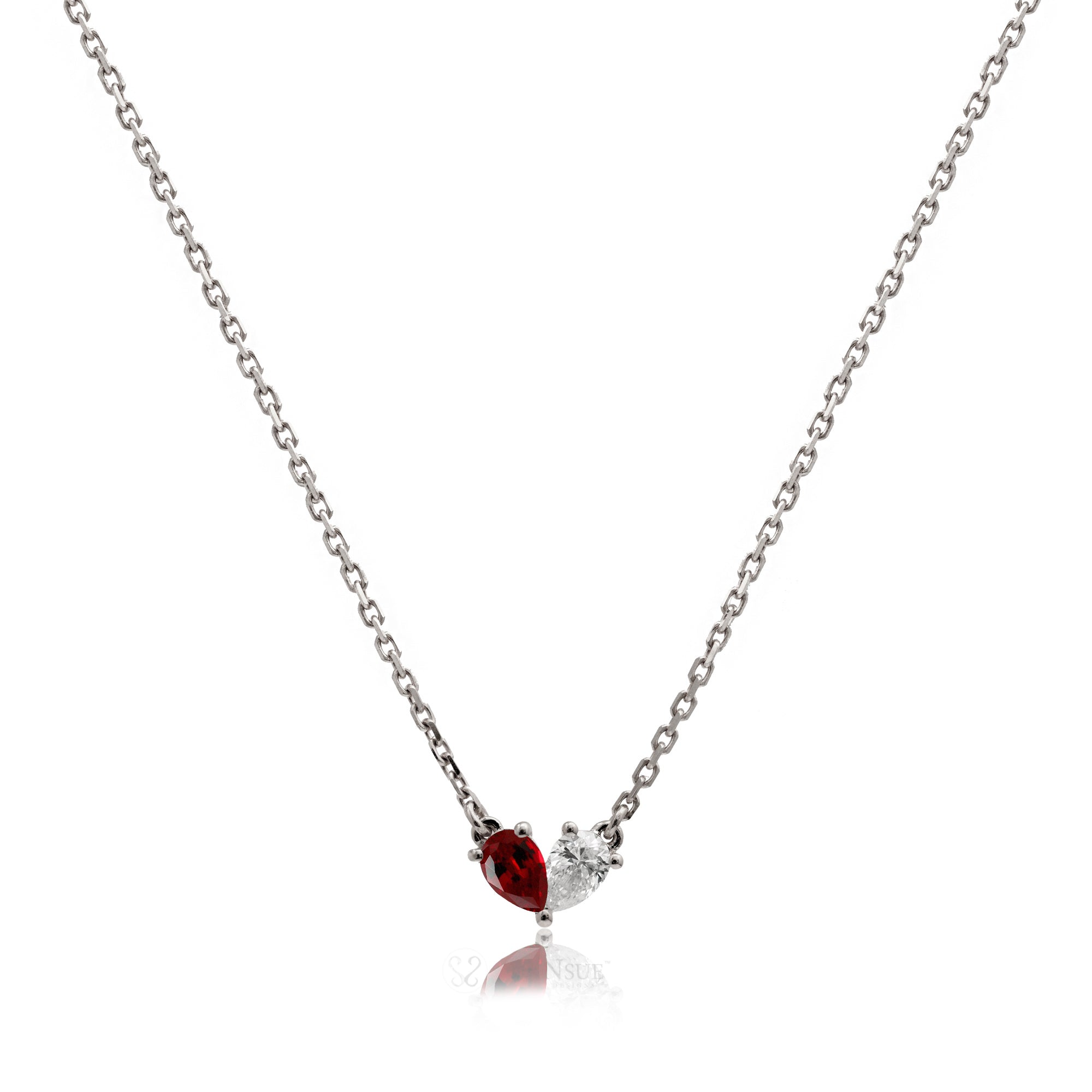 Toi Et Moi Gems And Diamond Heart Necklace
