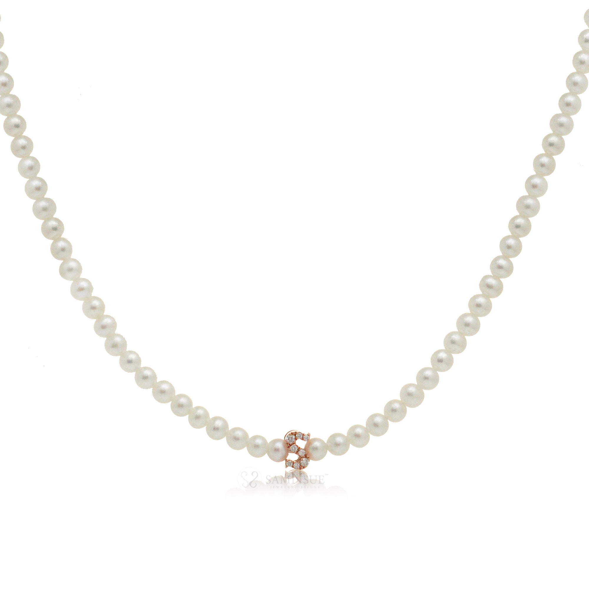 The Petite Cultured Pearl Initial Diamond Necklace
