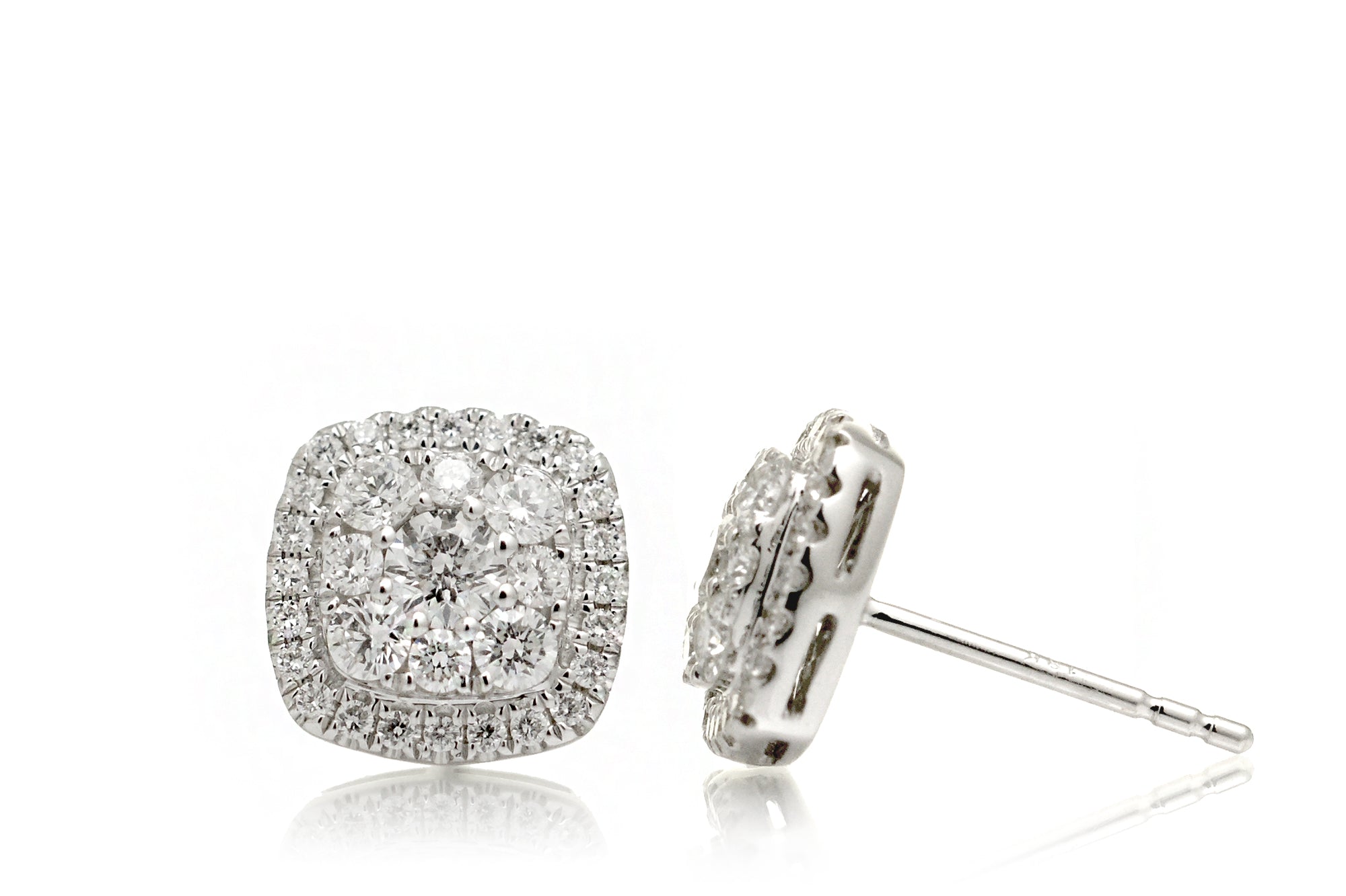 The Cushion Cluster Diamond Studs (0.89 ct tw.)
