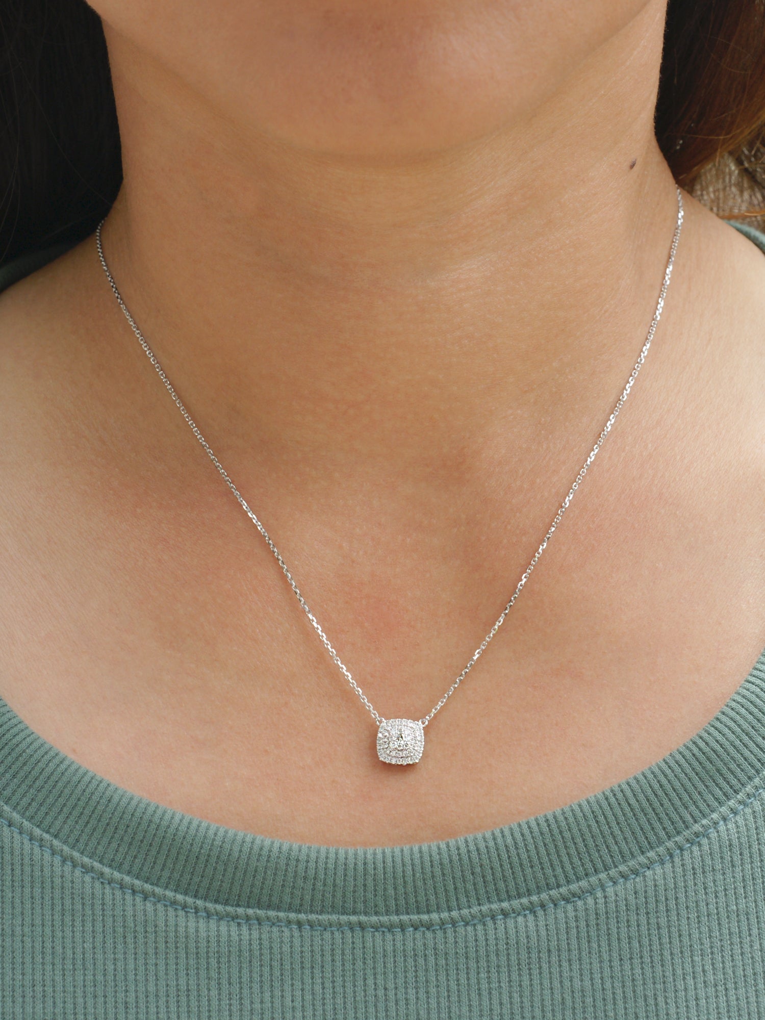 The Peony Cushion Diamond Necklace