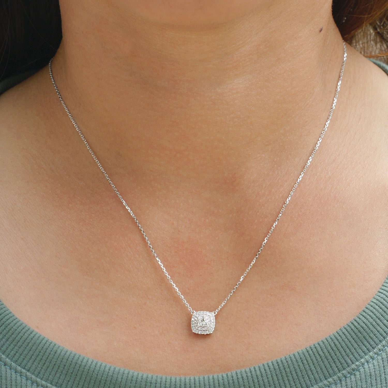 The Peony Cushion Diamond Necklace
