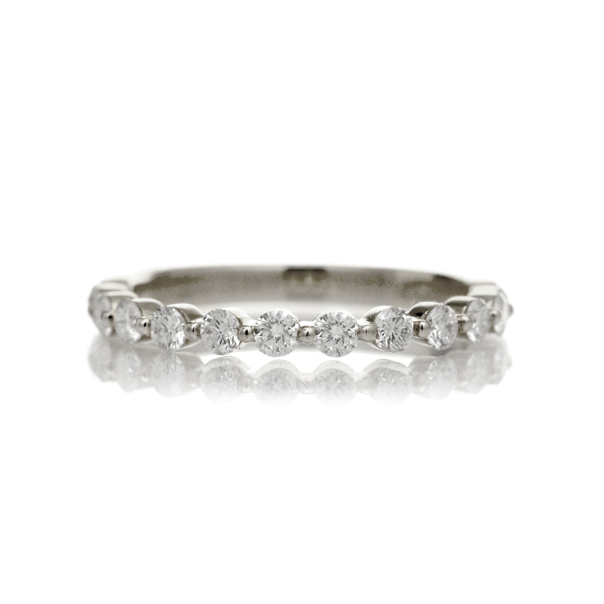 Floating Round Diamond Wedding Band