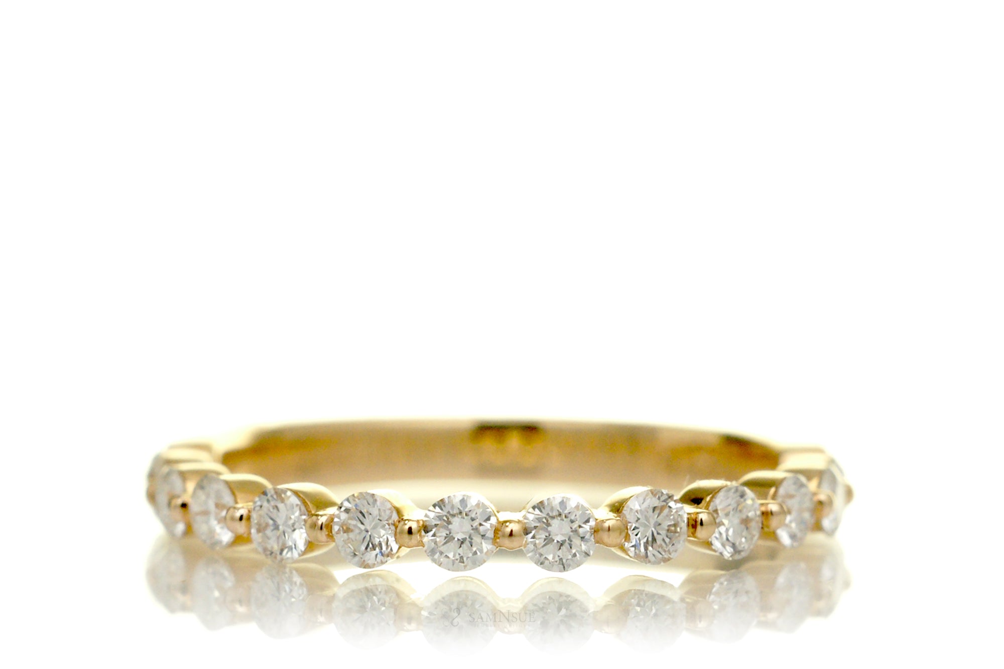 Floating Round Diamond Wedding Band