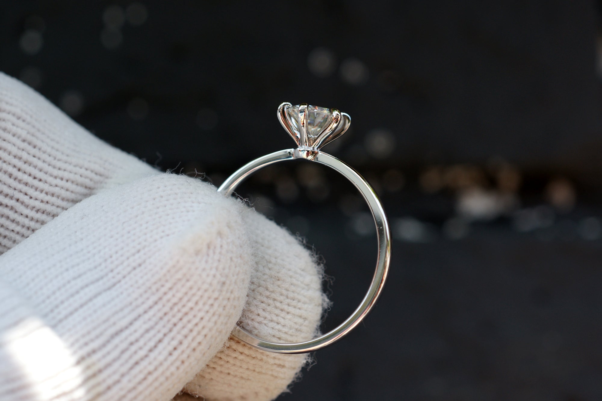 The Adeline Round Moissanite 6mm 18k white gold