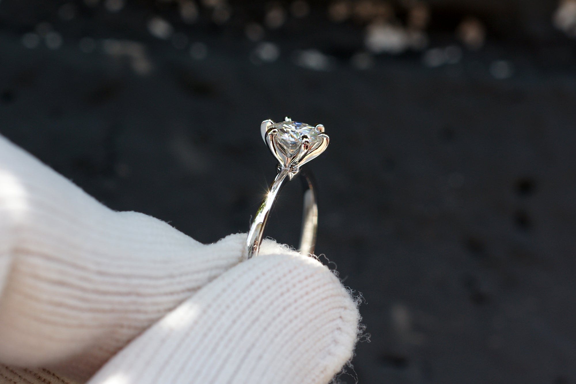 The Adeline Round Moissanite 6mm 18k white gold