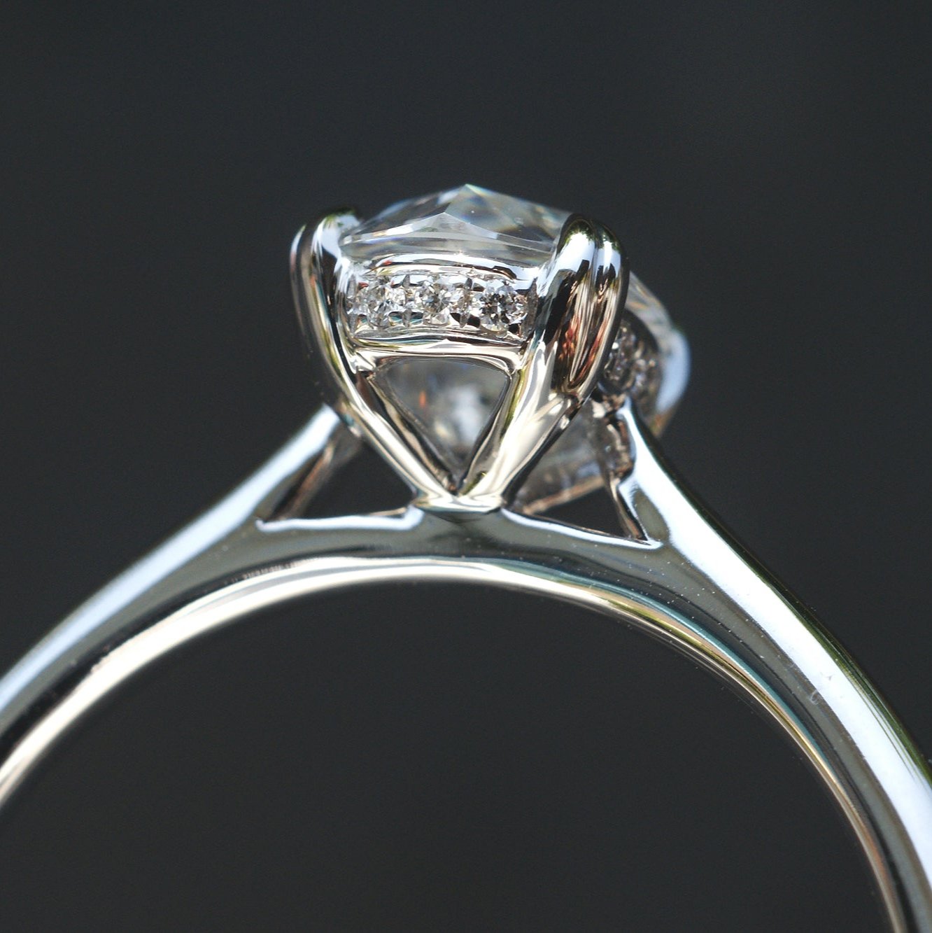 The Emily Oval Rose Cut Moissanite 8x6mm 18k white gold