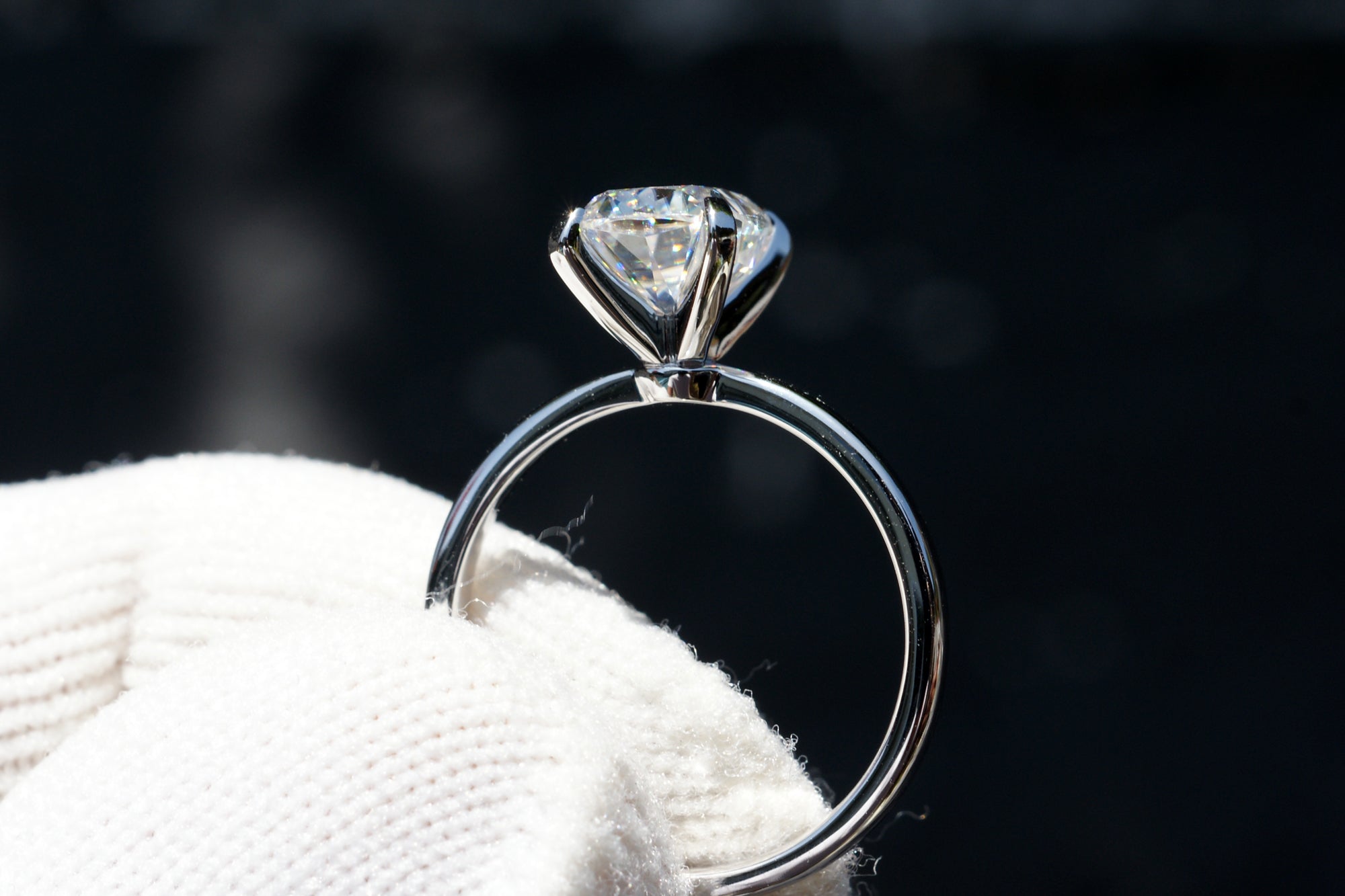 The Adeline Cushion Moissanite 8x6mm 18k white gold