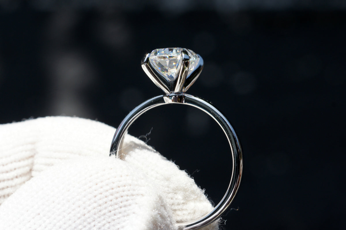 The Adeline Cushion Moissanite 8x6mm 18k white gold