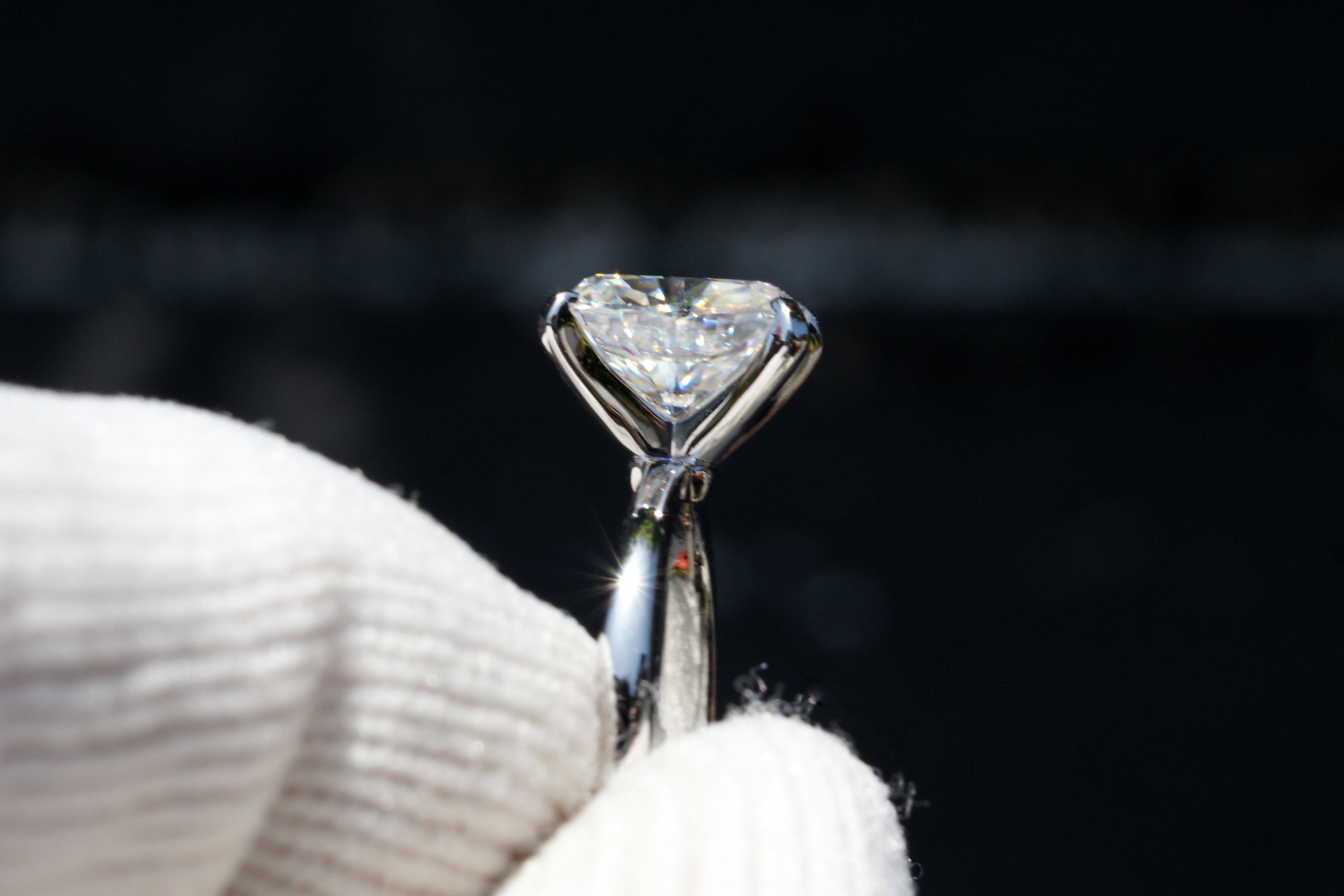 The Adeline Cushion Moissanite 8x6mm 18k white gold