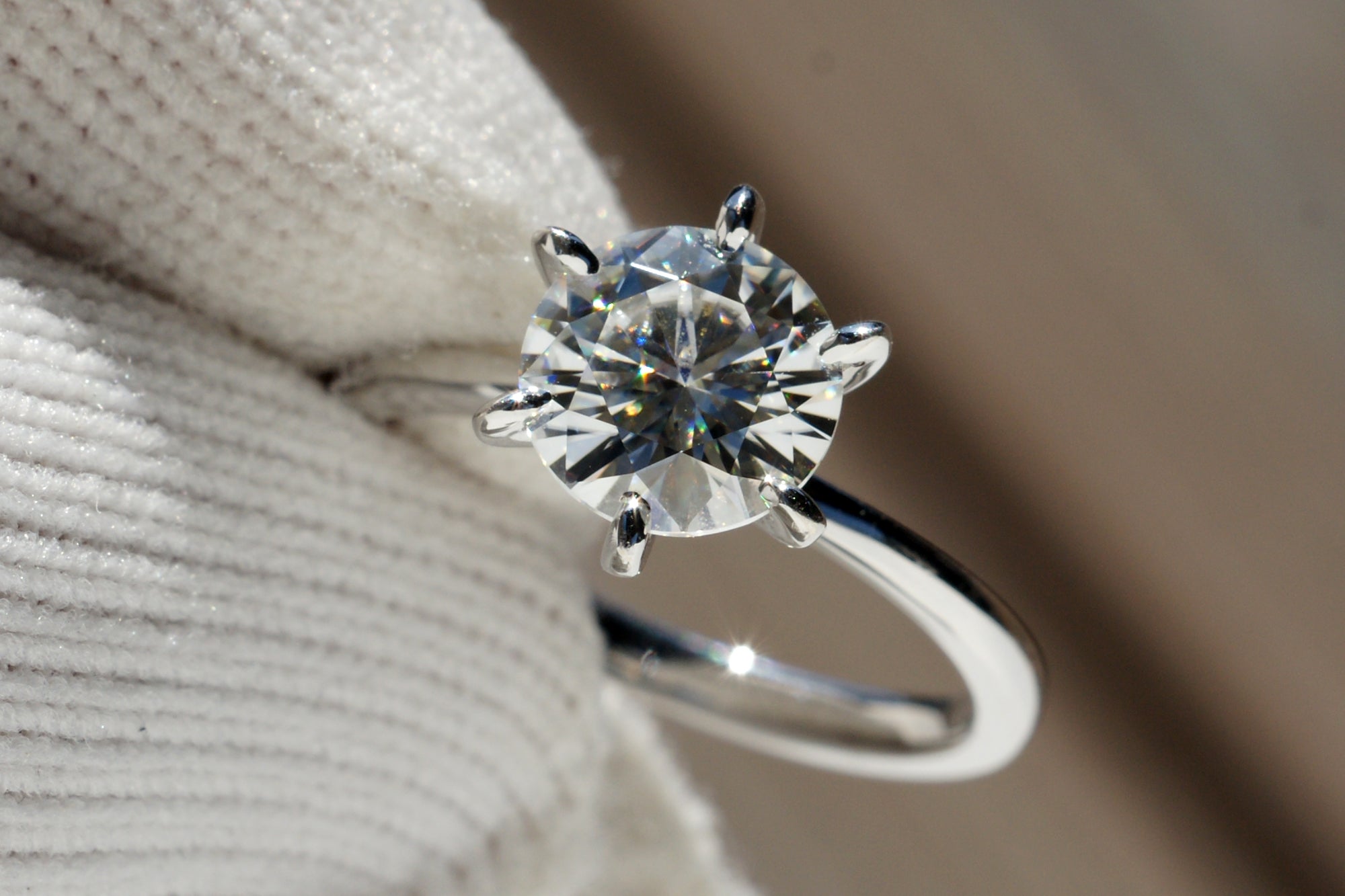 The Adeline Round Moissanite 7mm 18k white gold