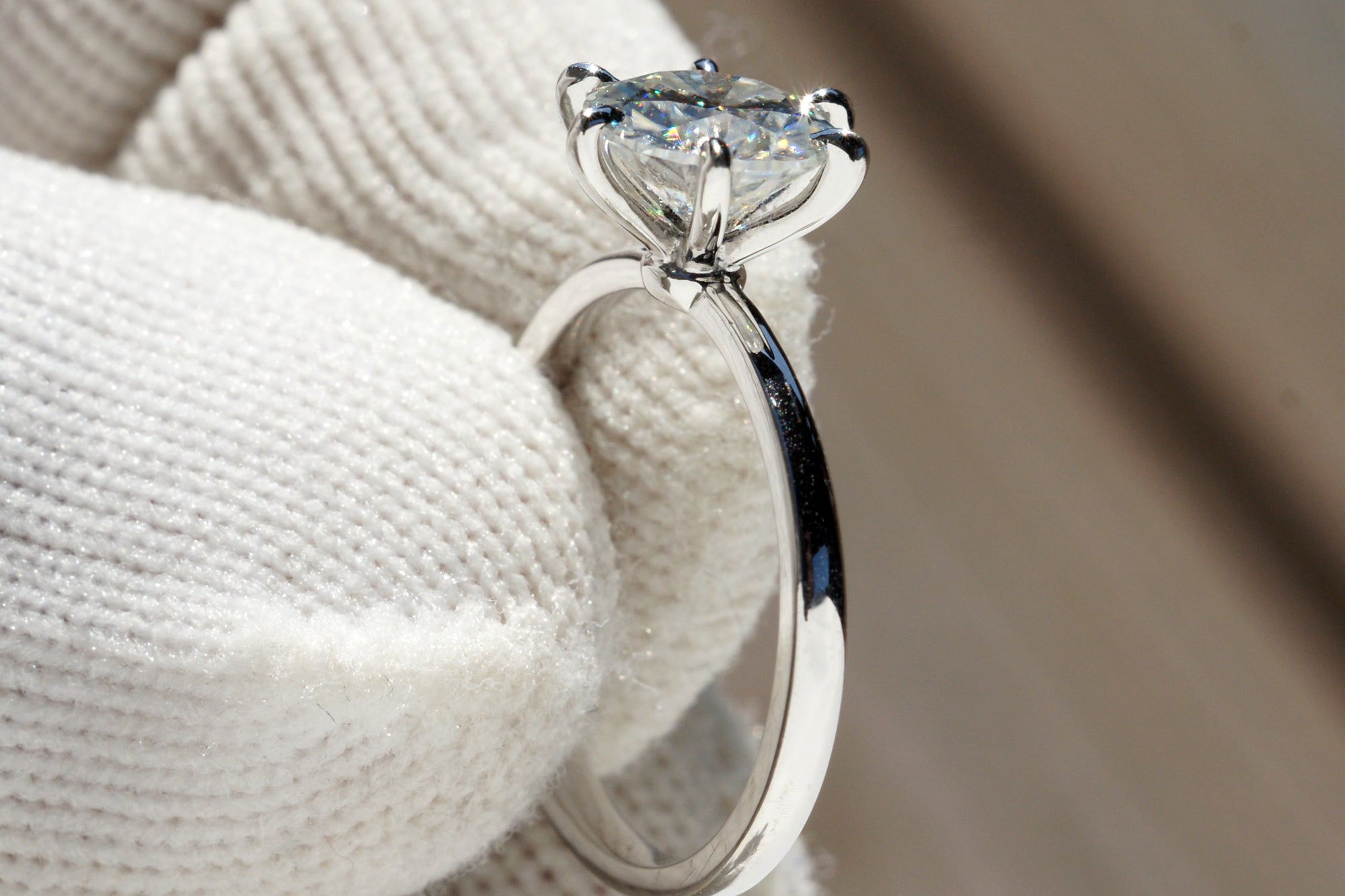 The Adeline Round Moissanite 7mm 18k white gold