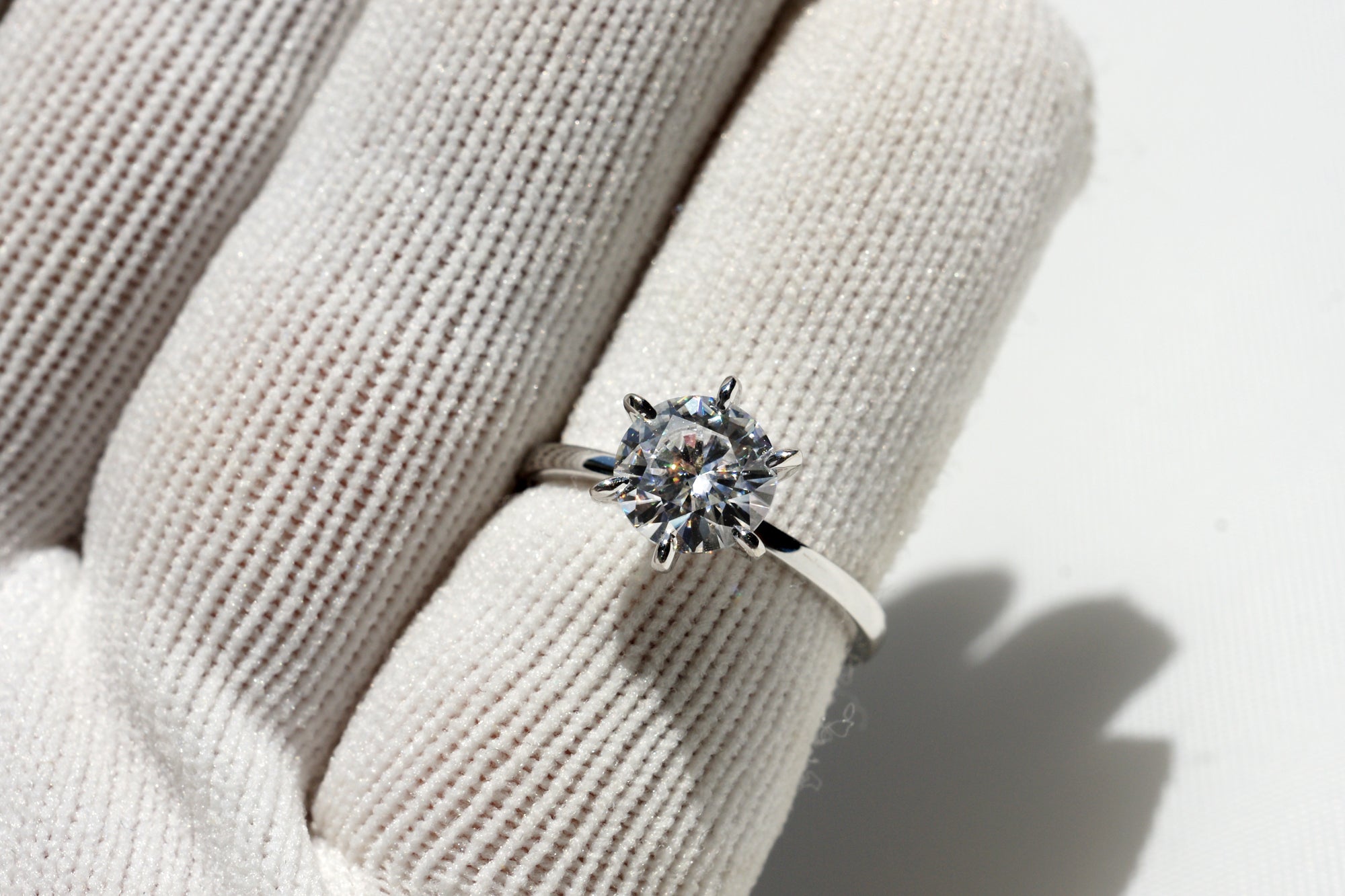 The Adeline Round Moissanite 7mm 18k white gold