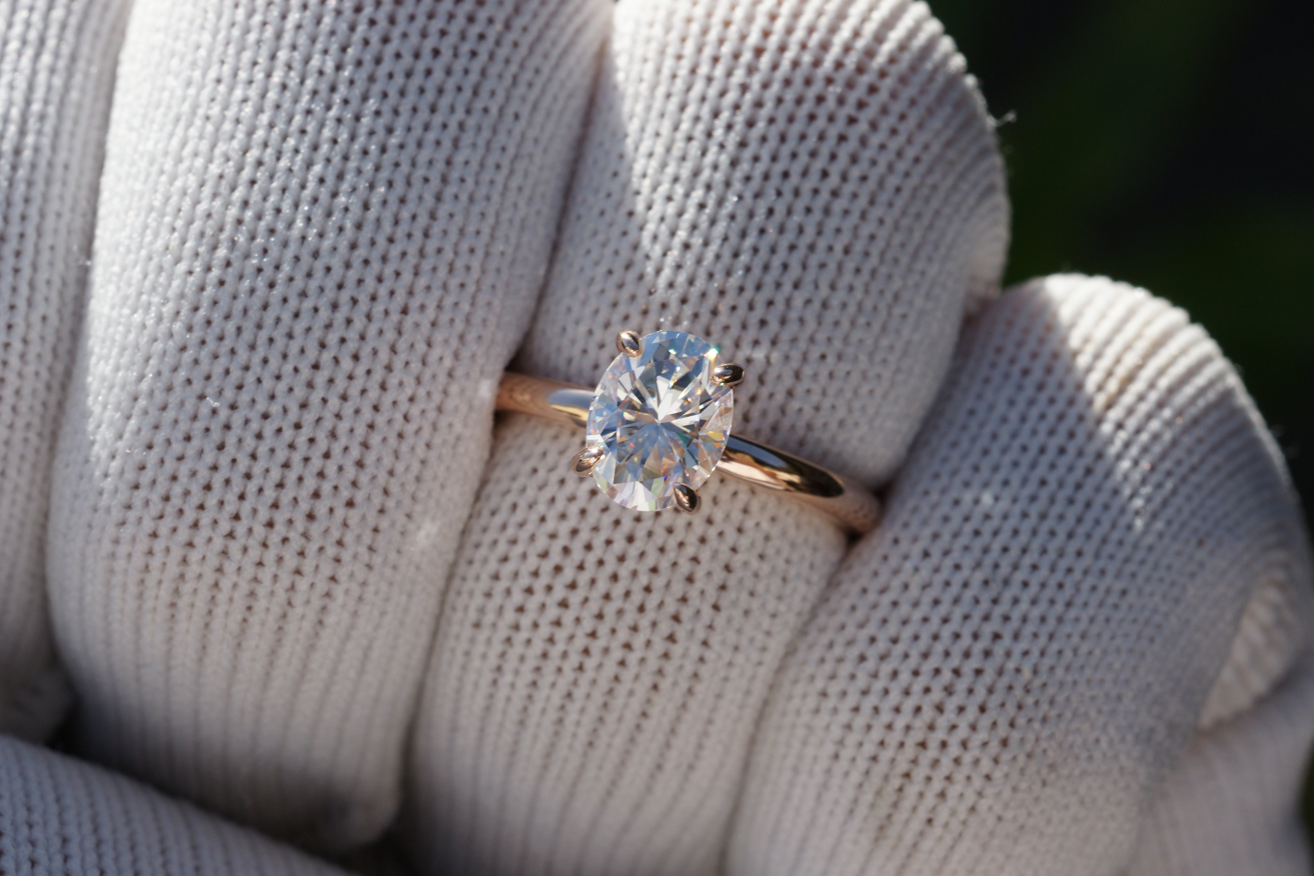 The Lucy Oval Moissanite 8x6mm 14k rose gold