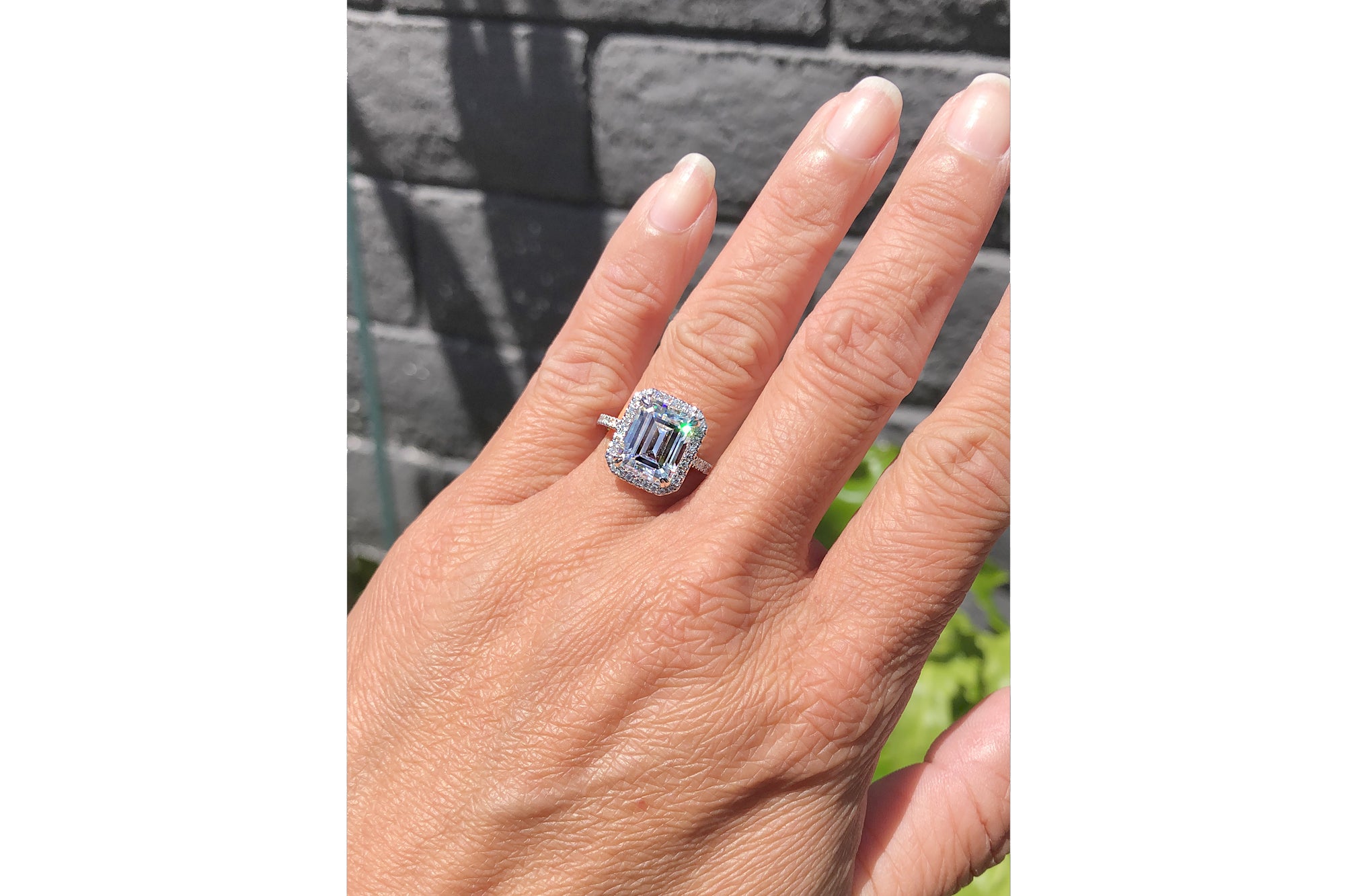 The Signature Emerald Cut Moissanite 10x8mm 18k White Gold