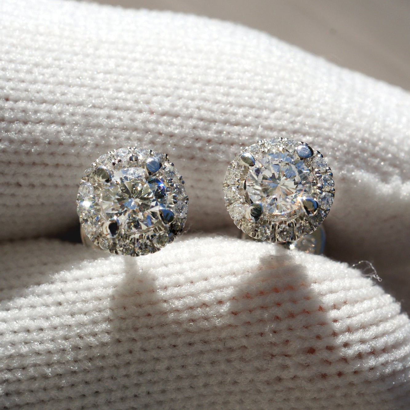 Martini Round Diamond Halo Stud Earrings (2/3ct. tw.)
