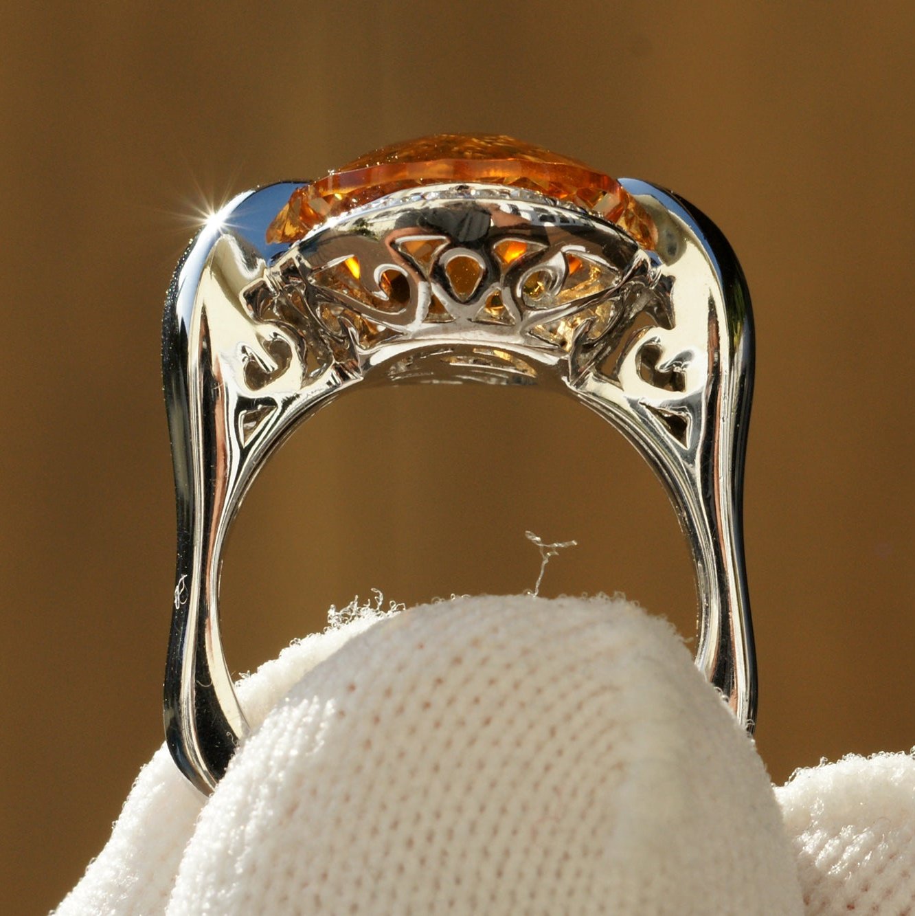 Citrine diamond halo ring in white gold The Jennifer