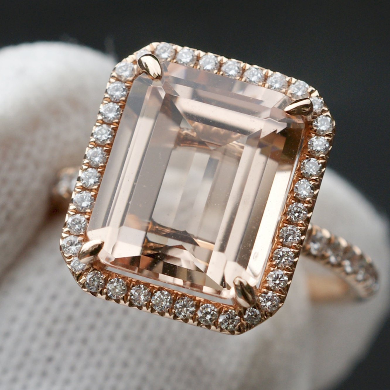 The Drenched Emerald Morganite Ring 12x10mm 14k rose Gold