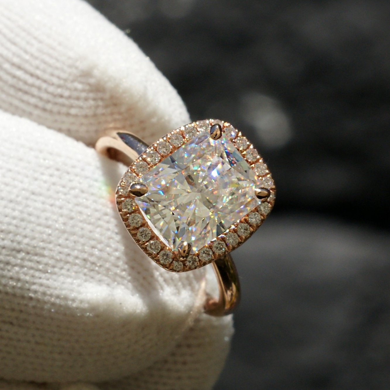 Moissanite engagement ring with diamond band Clearance