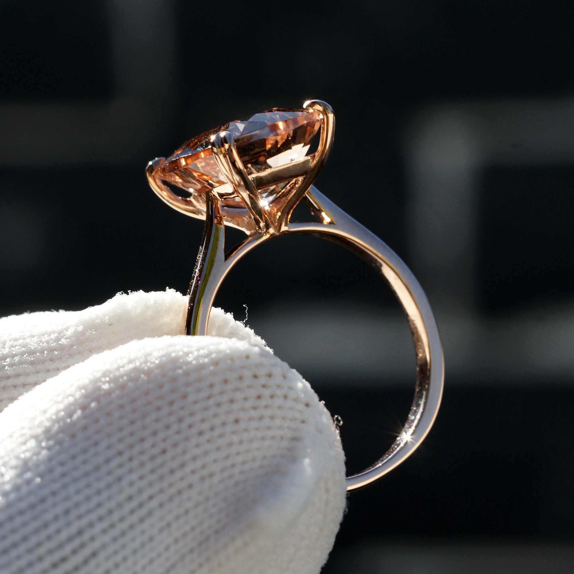 The Emily Cushion Morganite Ring 12x10mm 14k Rose Gold