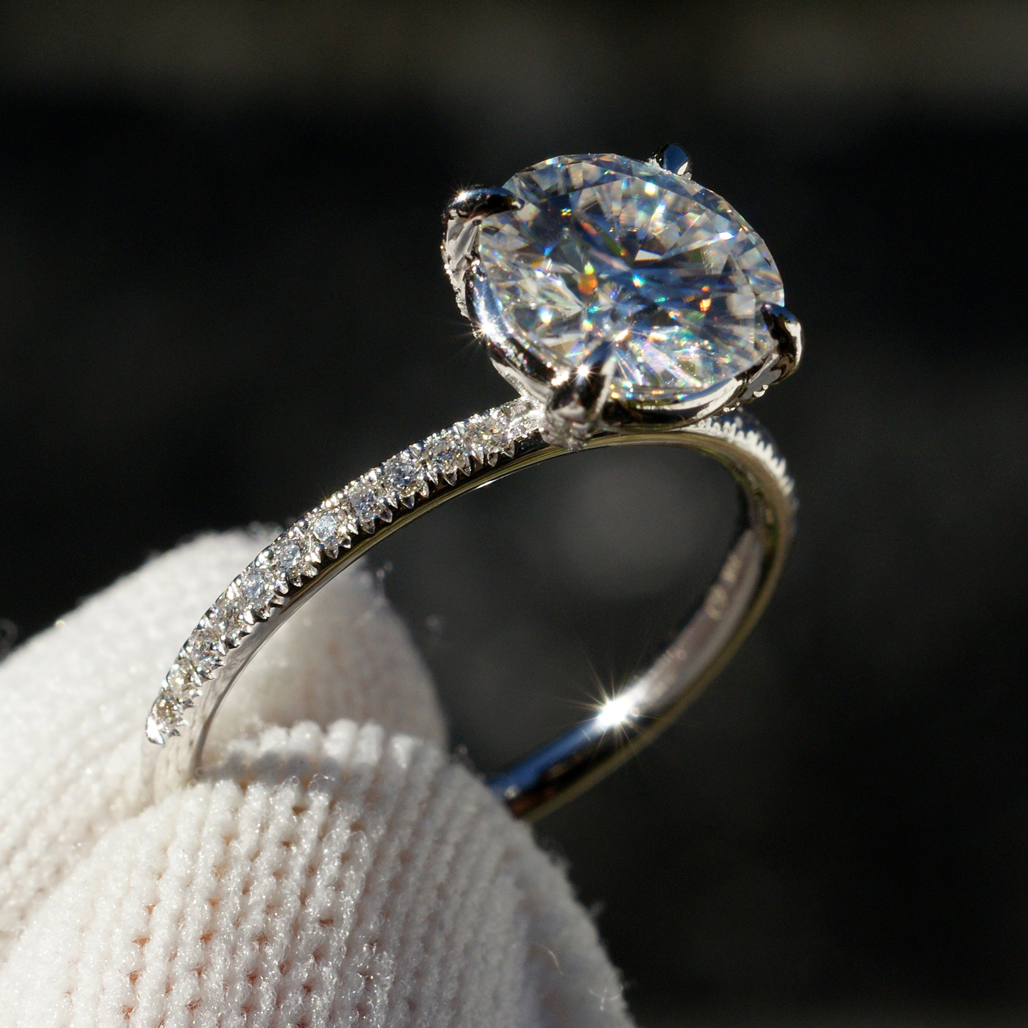 The Ava Round Moissanite Ring 8mm (1.5mm Band)