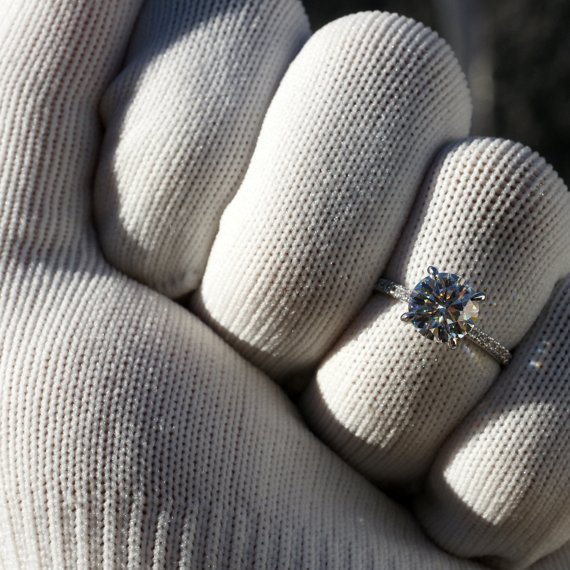 The Ava Round Moissanite Ring 8mm (1.5mm Band)