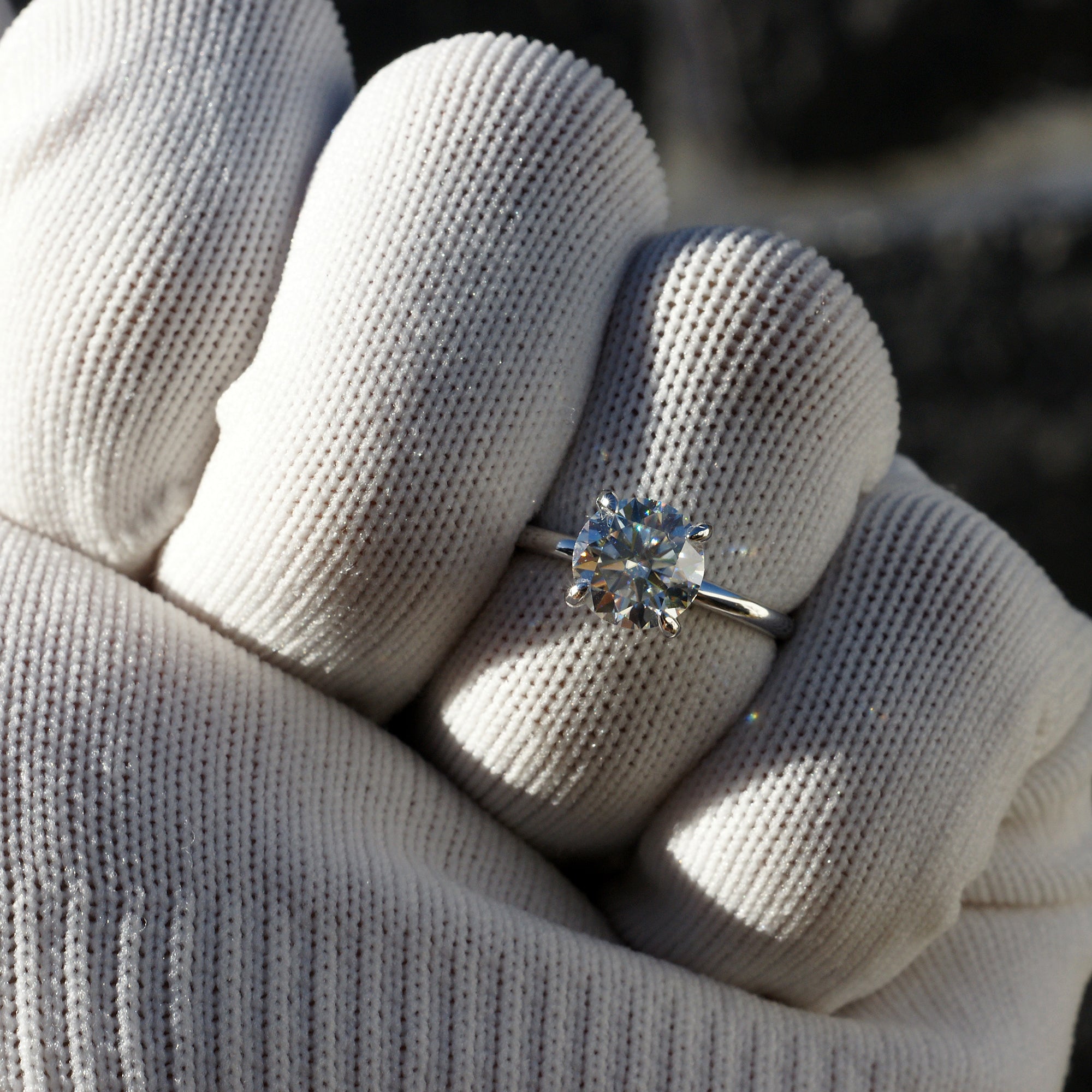 The Ava Round Moissanite Ring 8mm (1.5mm Band)