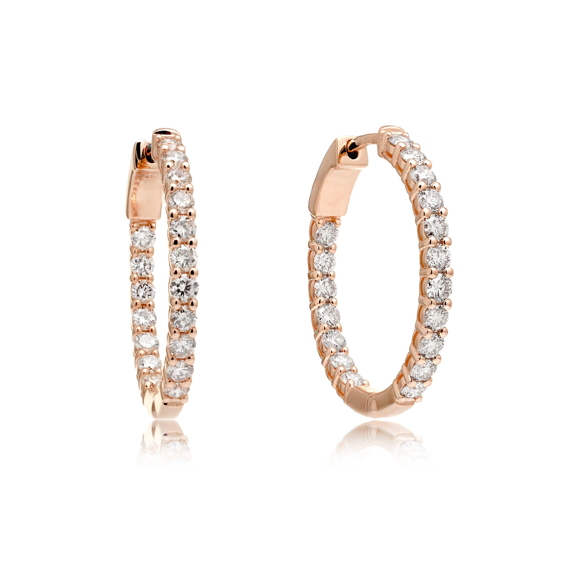 Inside Out Classic Round Diamond Hoop Earrings