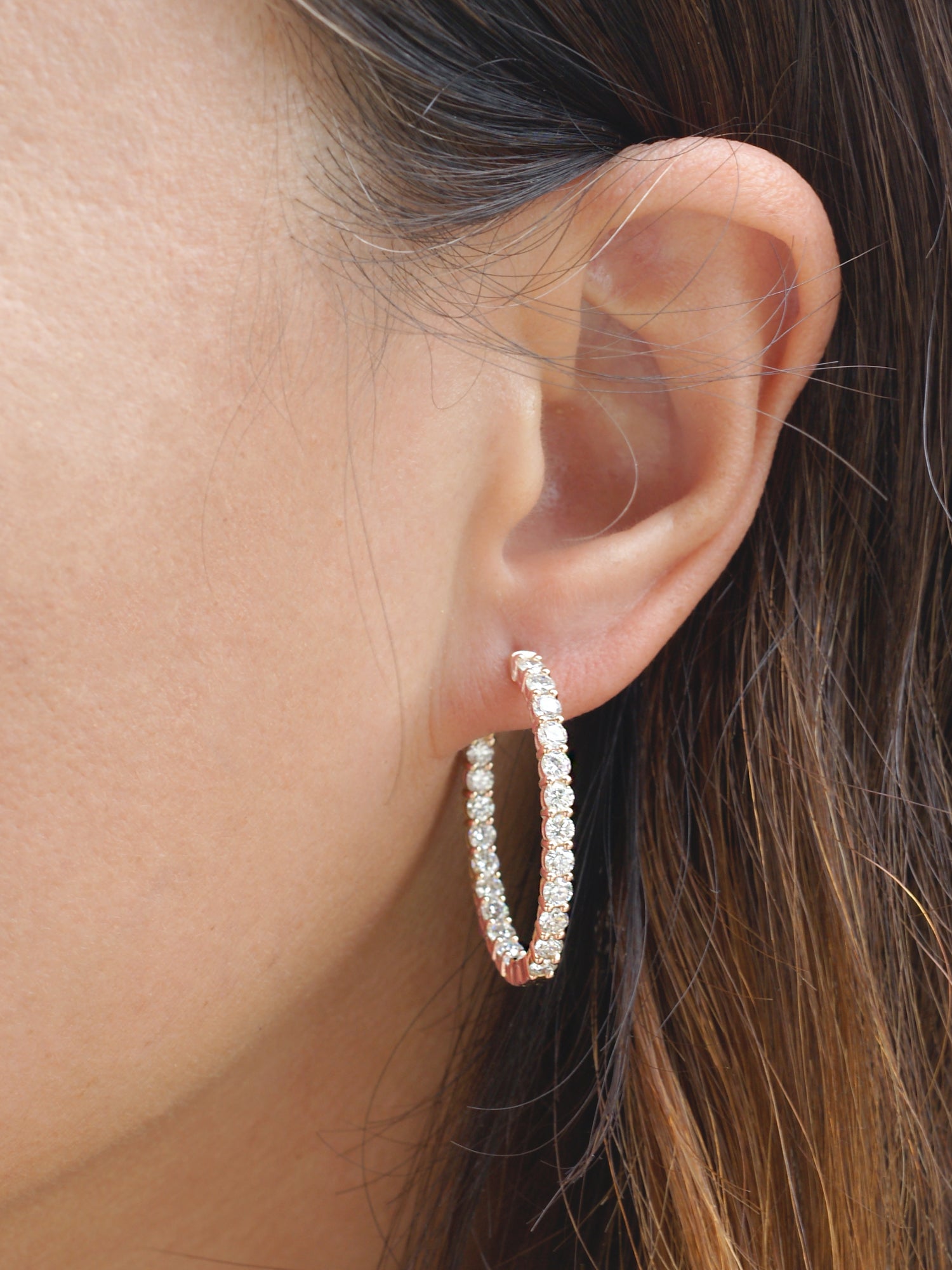 Inside Out Classic Round Diamond Hoop Earrings