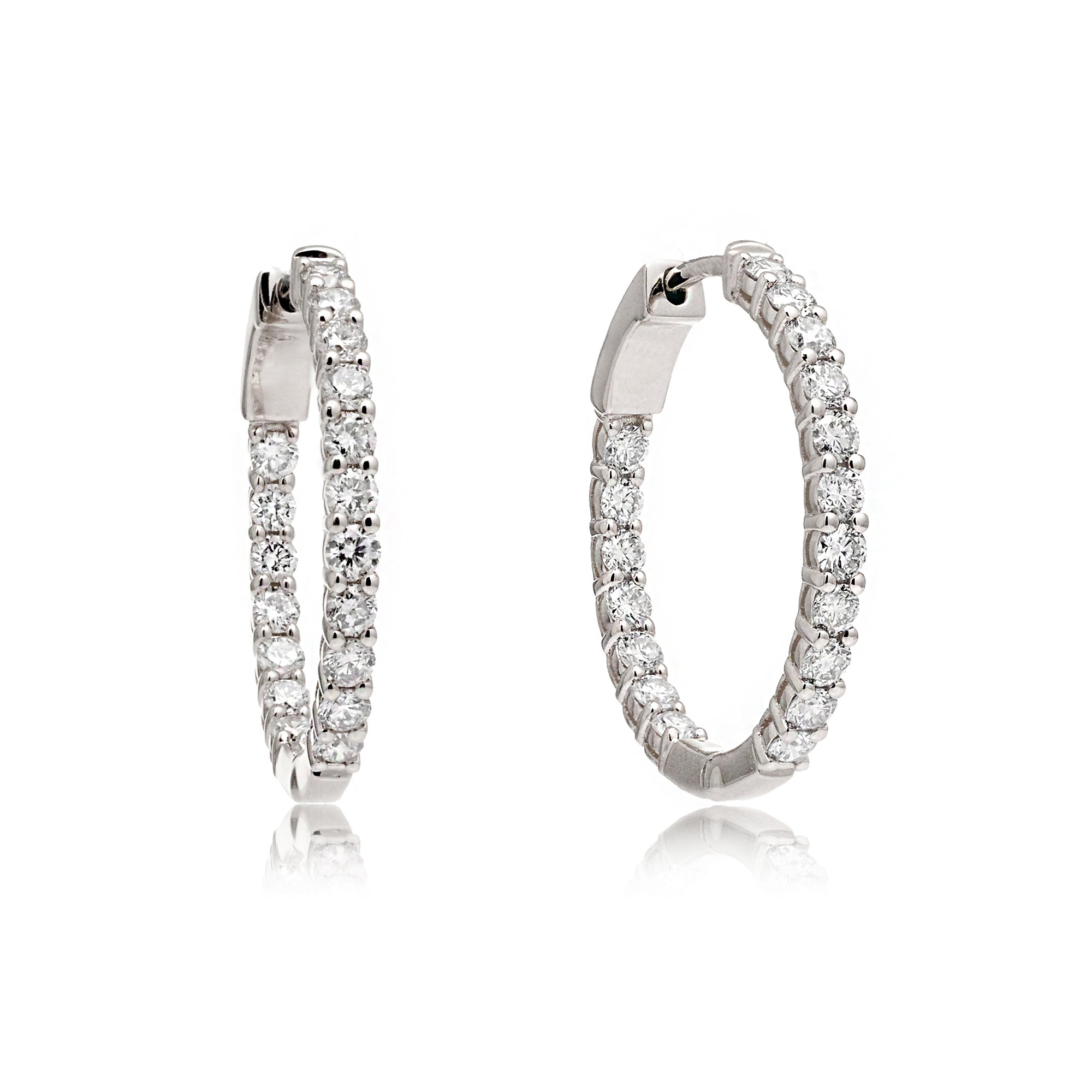 Inside Out Classic Round Diamond Hoop Earrings
