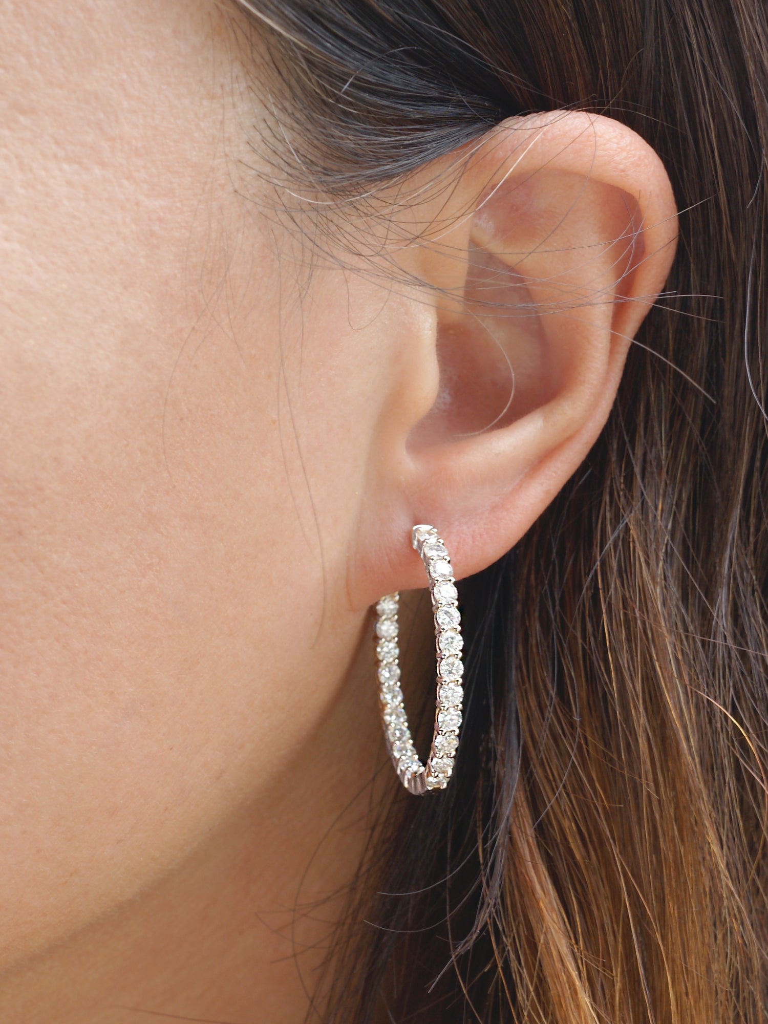 Inside Out Classic Round Diamond Hoop Earrings