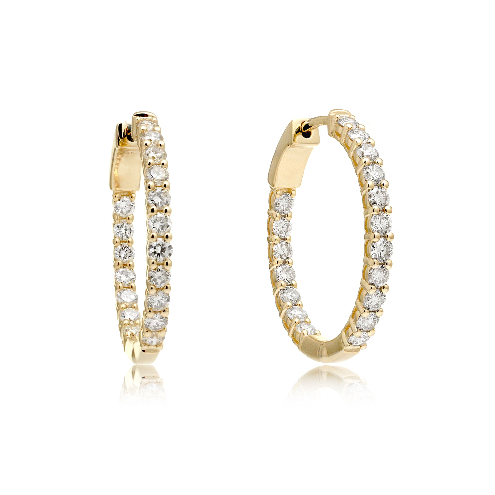 Inside Out Classic Round Diamond Hoop Earrings
