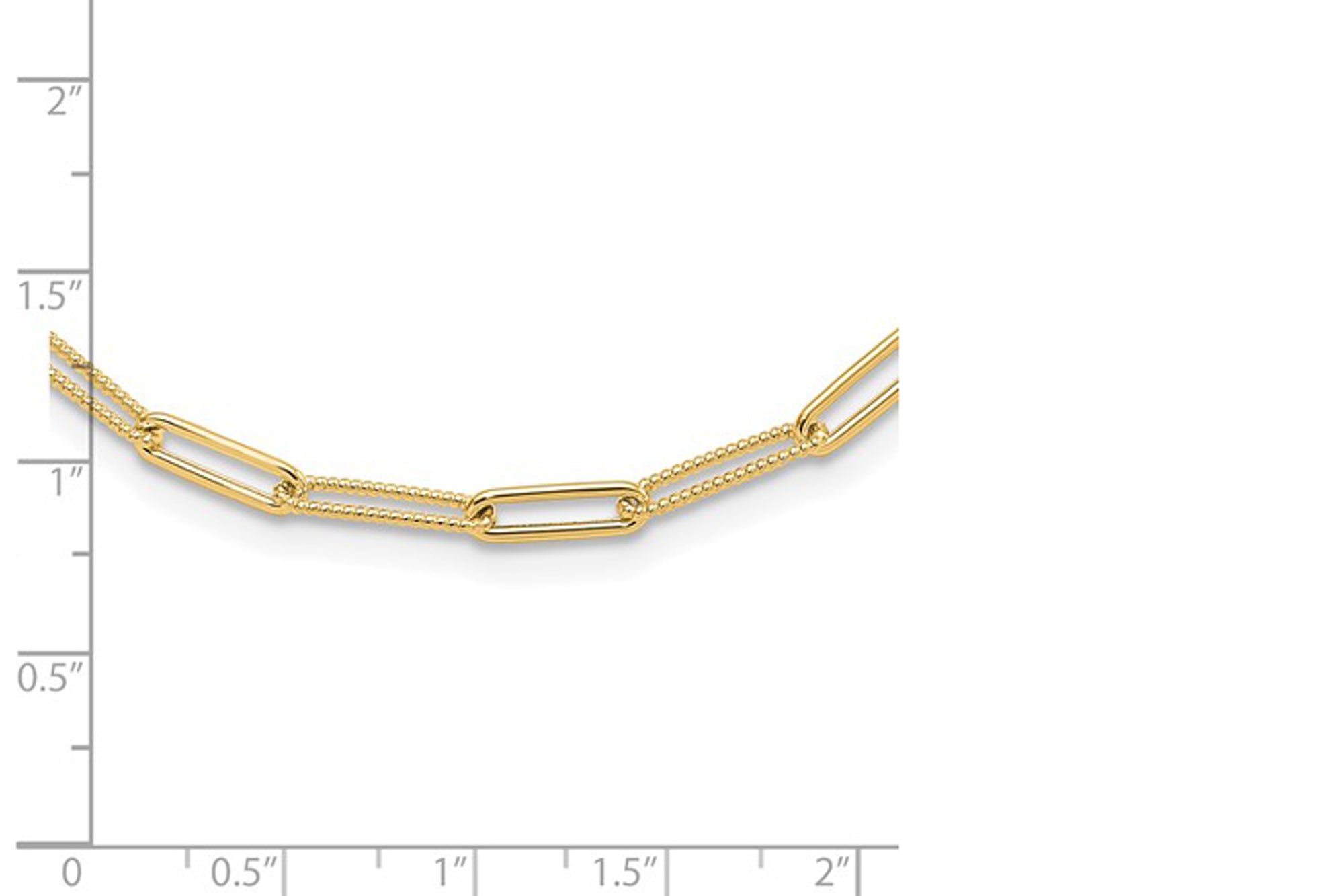 14k Polished And Textured Paperclip Link Chain Necklace