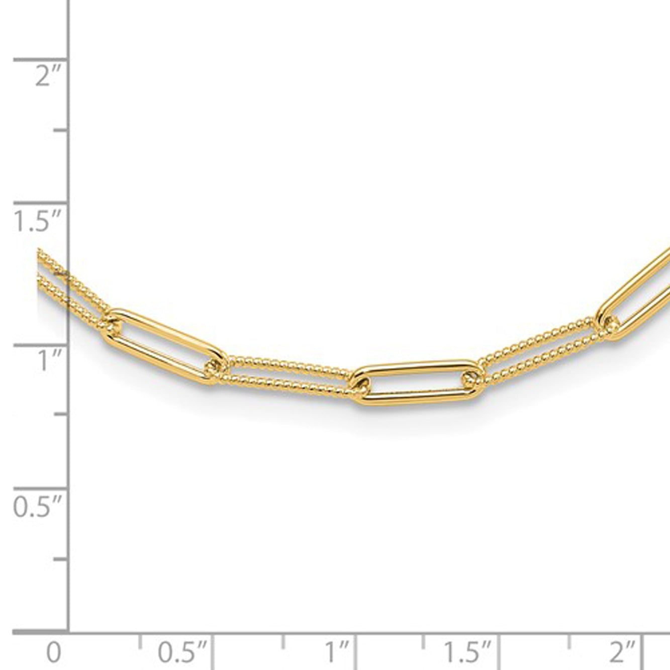 14k Polished And Textured Paperclip Link Chain Necklace