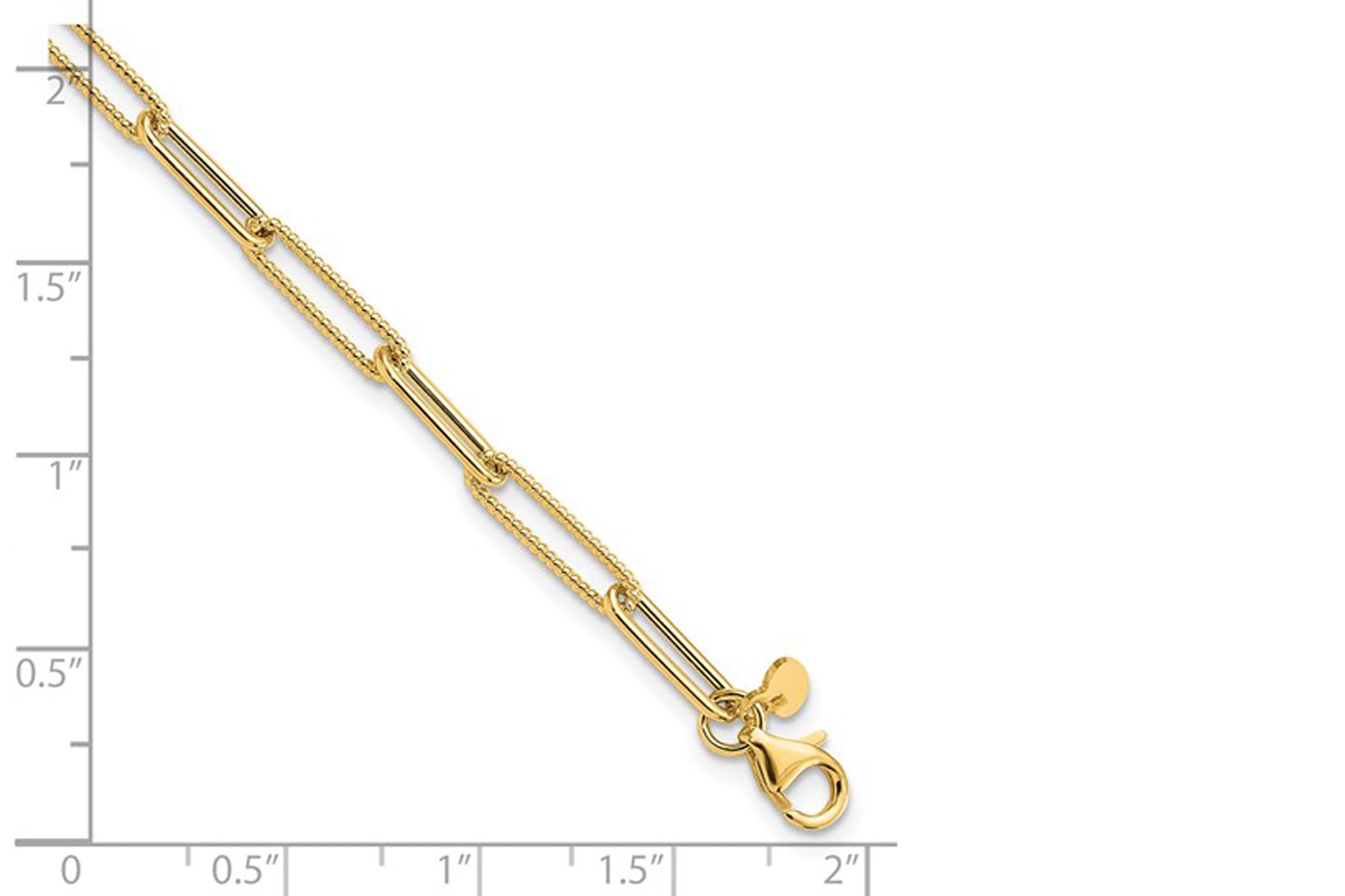 14k Polished And Textured Paperclip Link Chain Bracelet