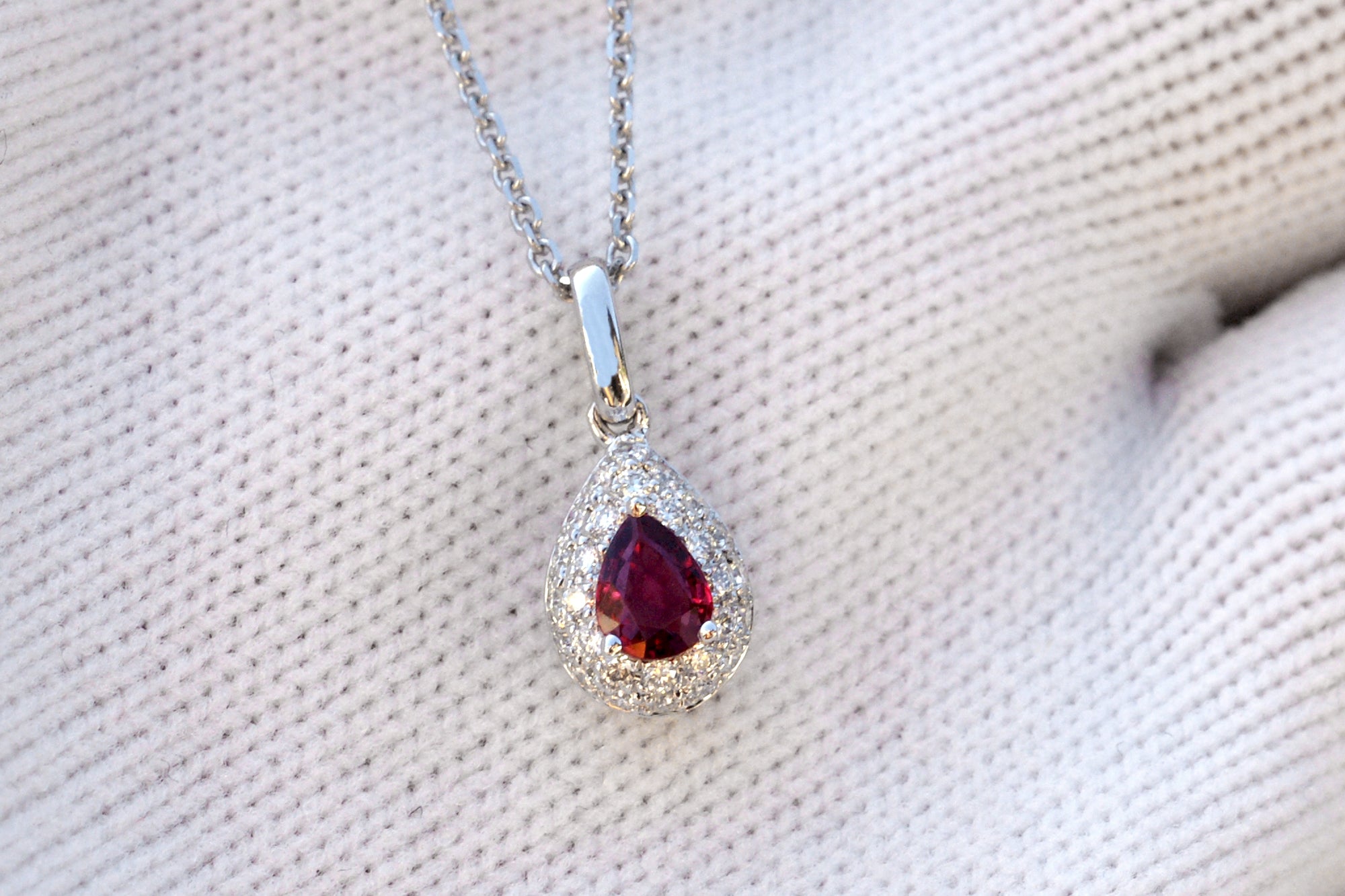 The Ophelia Pear Ruby Diamond Necklace