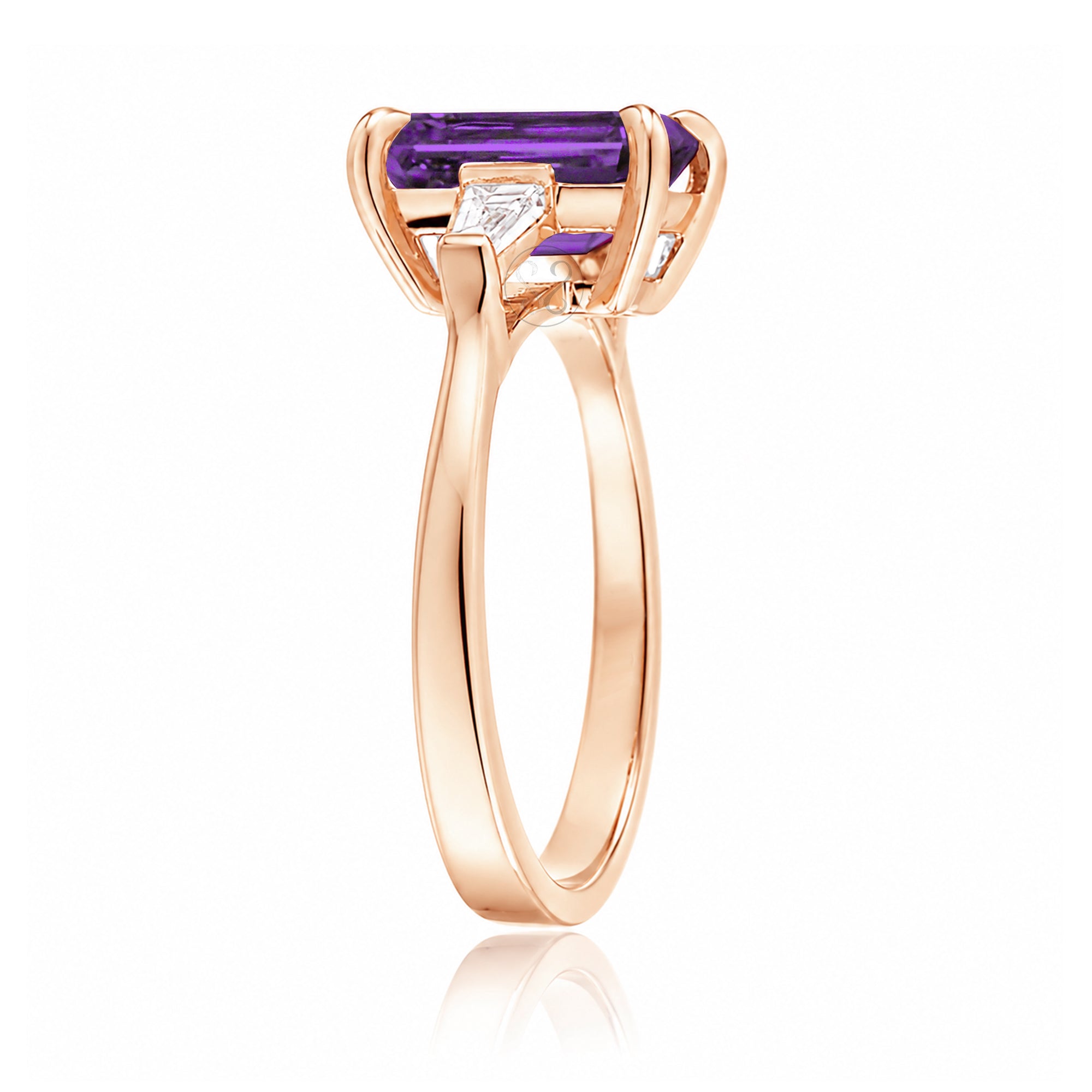 The Alice Emerald Step Cut Amethyst Ring