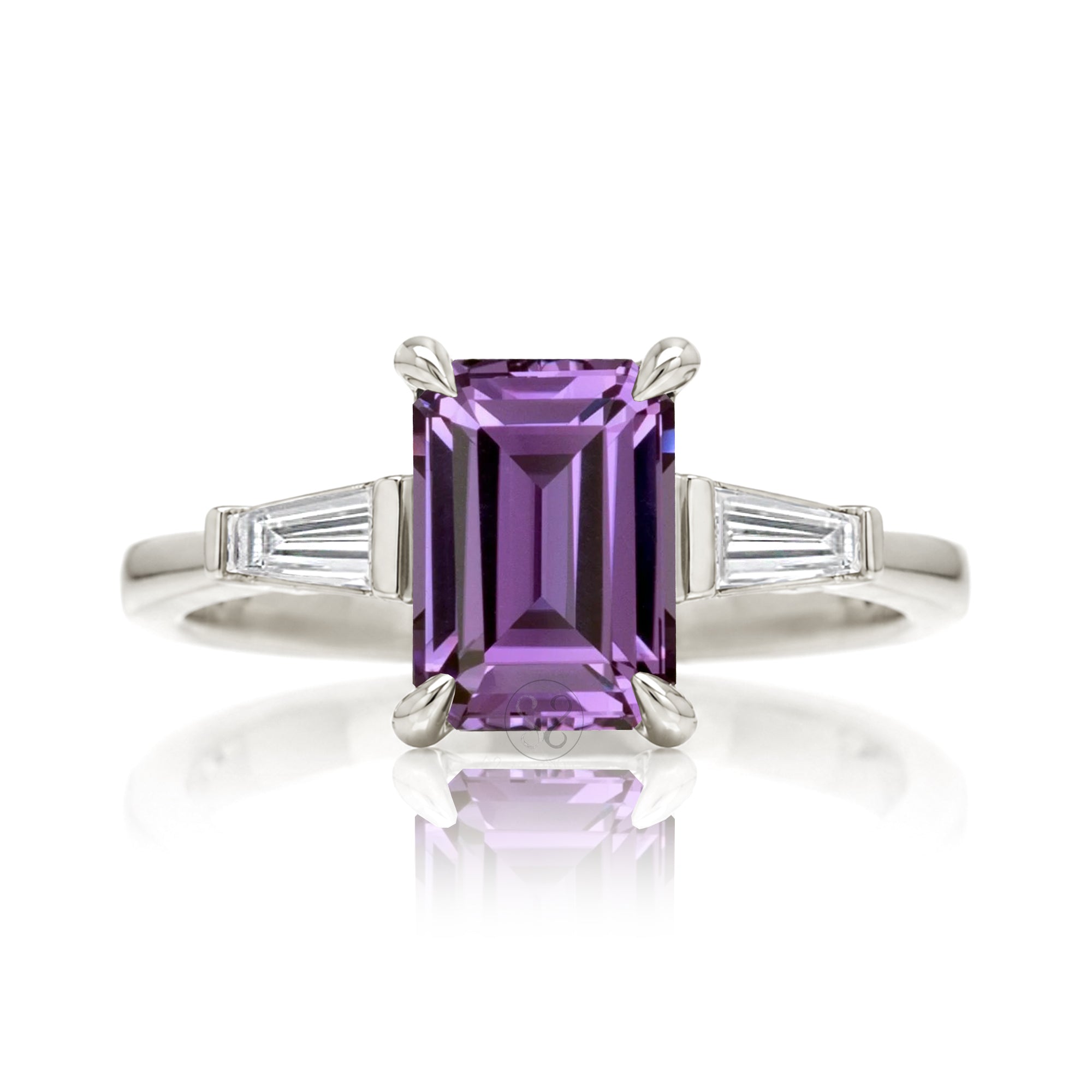 The Alice Emerald Step Cut Amethyst Ring