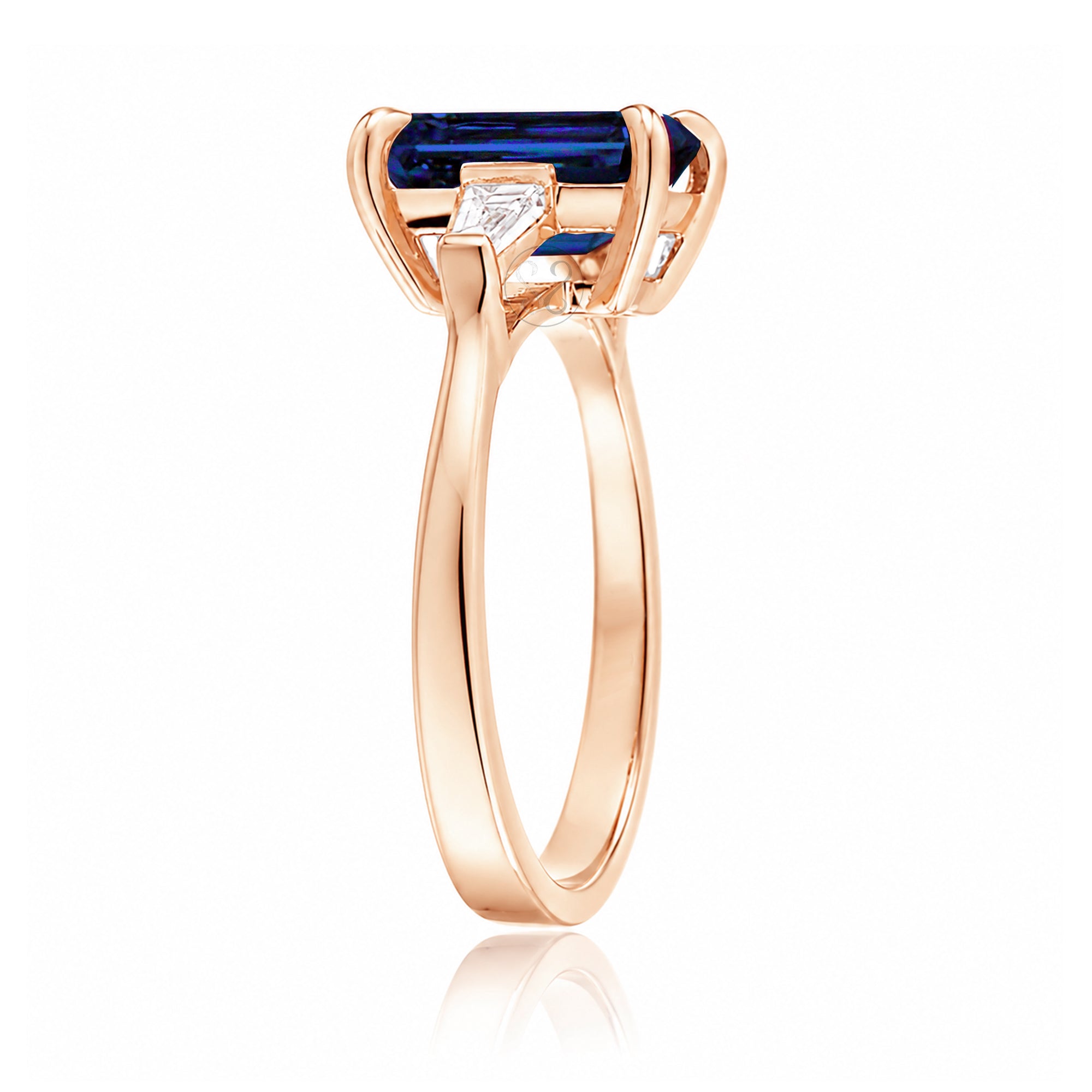 The Alice Step Cut Blue Sapphire Ring
