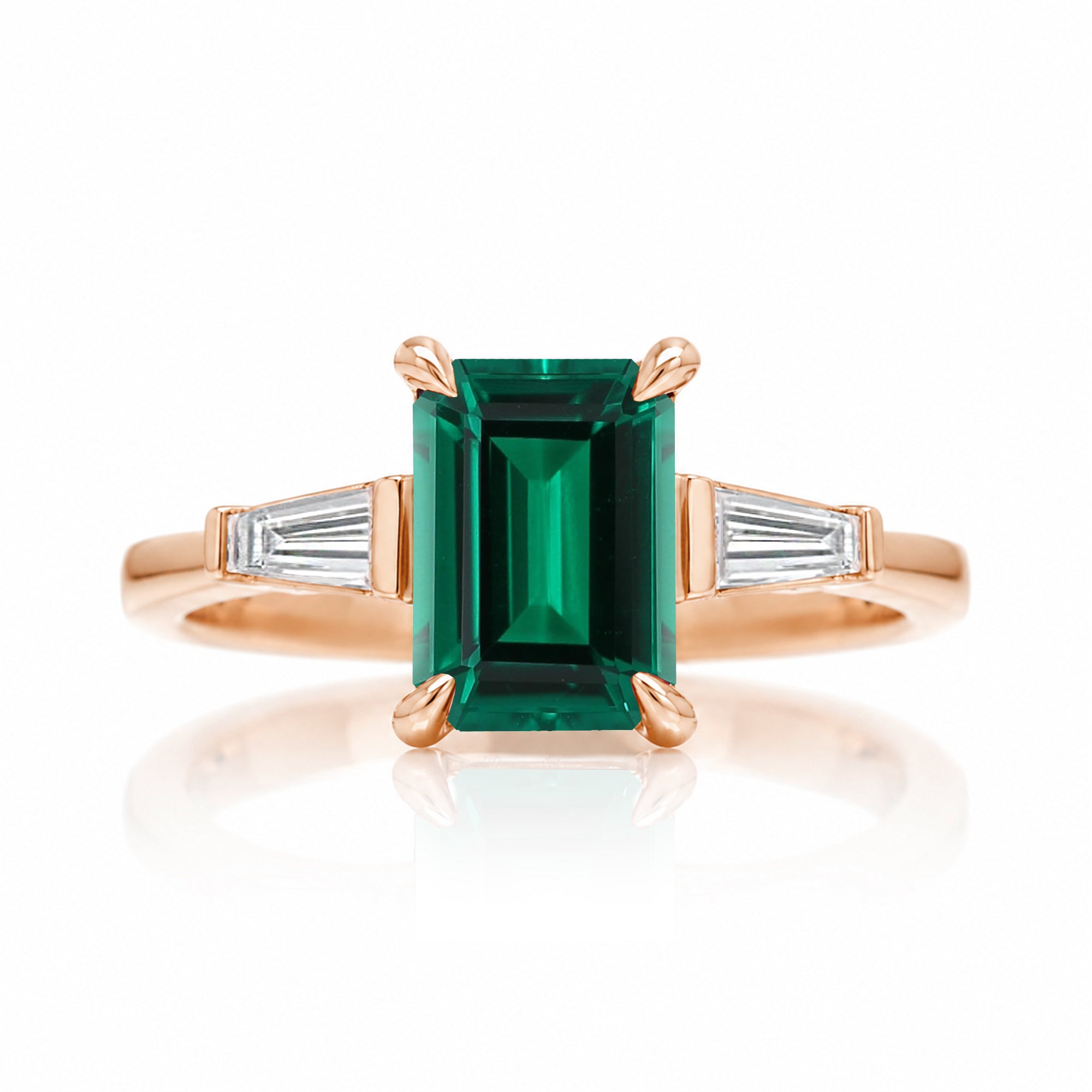 The Alice Emerald Step Cut Green Emerald Ring