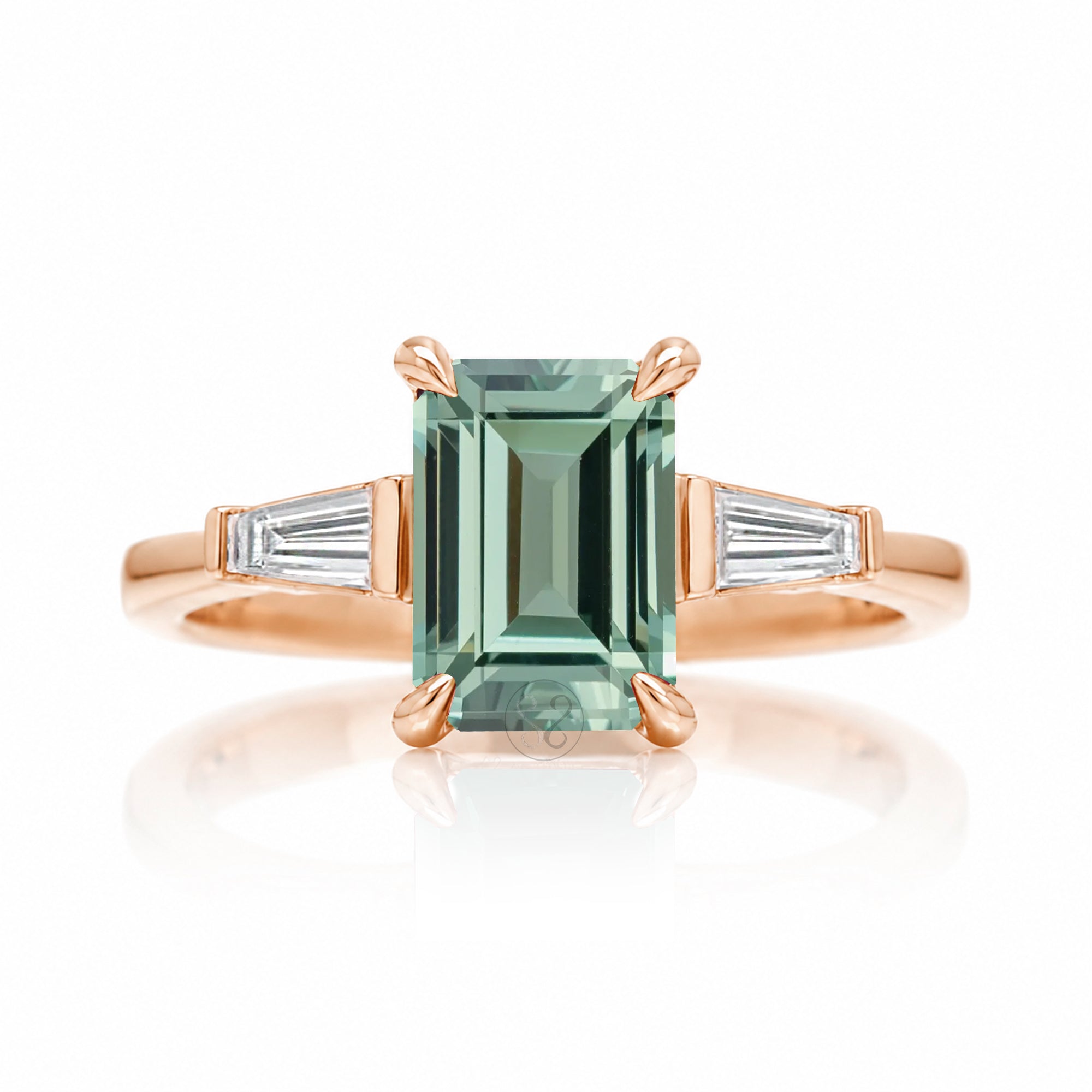 The Alice Step Cut Green Sapphire Ring