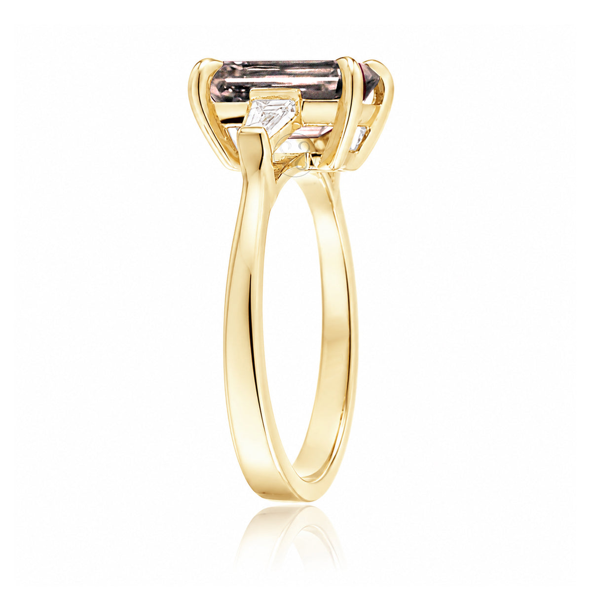 The Alice Emerald Step Cut Morganite Ring